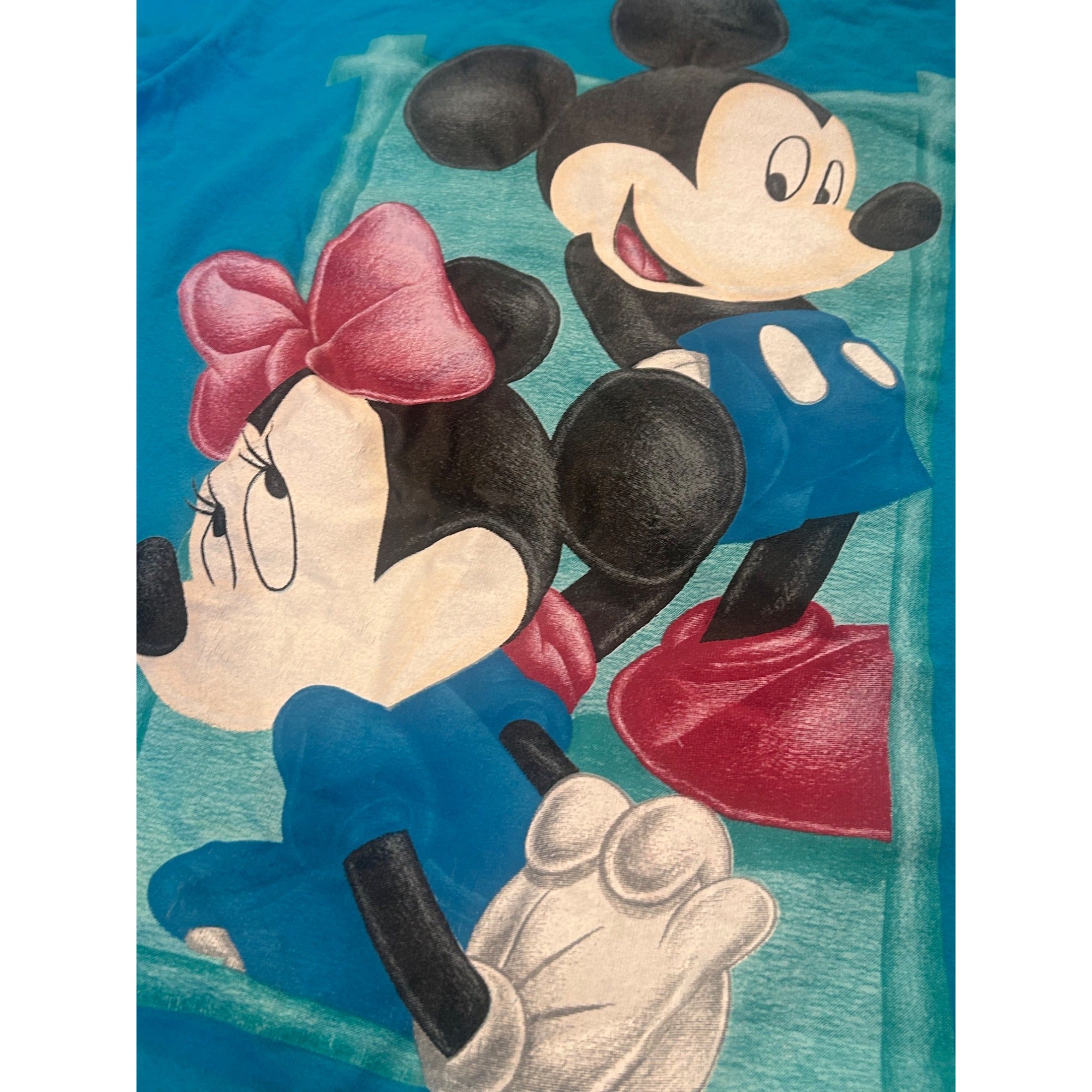 Vintage 1990's Mickey Unlimited Mickey & Minnie Single Stitch T-Shirt Blue Small