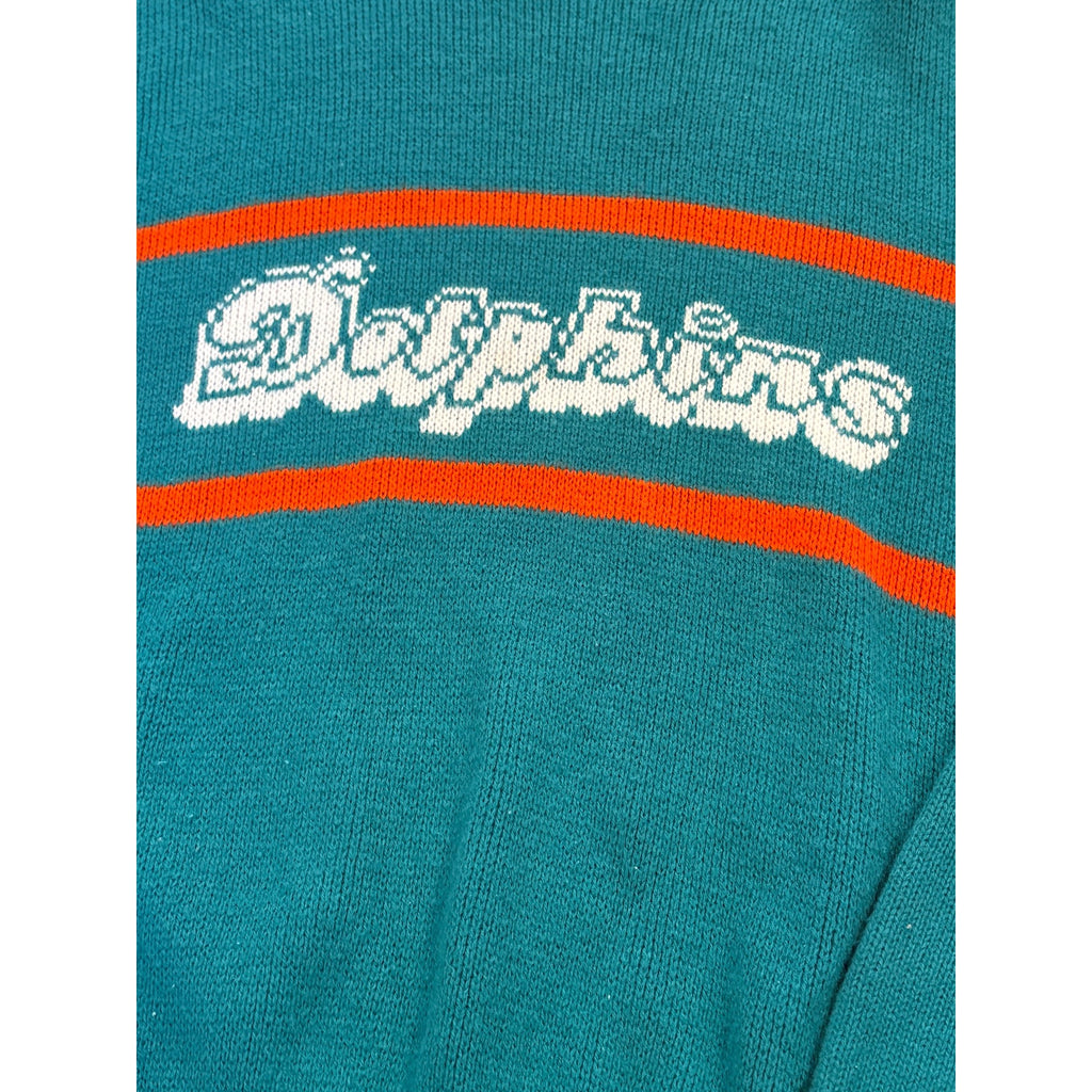Vintage 80's Miami Dolphins NFL Cliff Engle Sweater Don Shula Teal Blue Men's XL