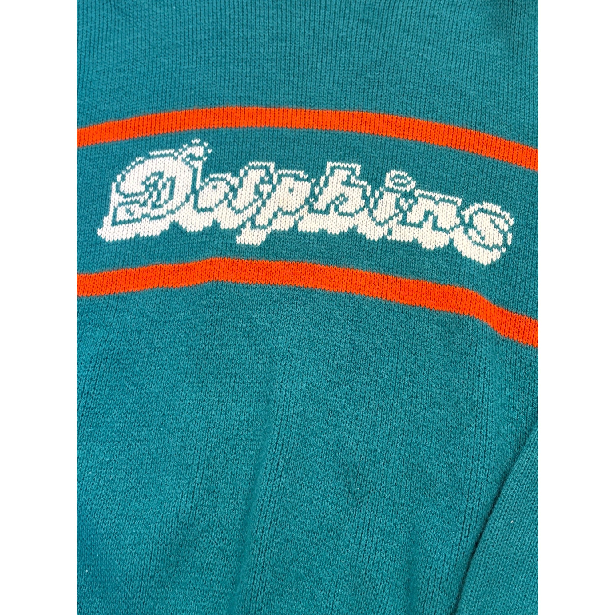 Vintage 80's Miami Dolphins NFL Cliff Engle Sweater Don Shula Teal Blue Men's XL