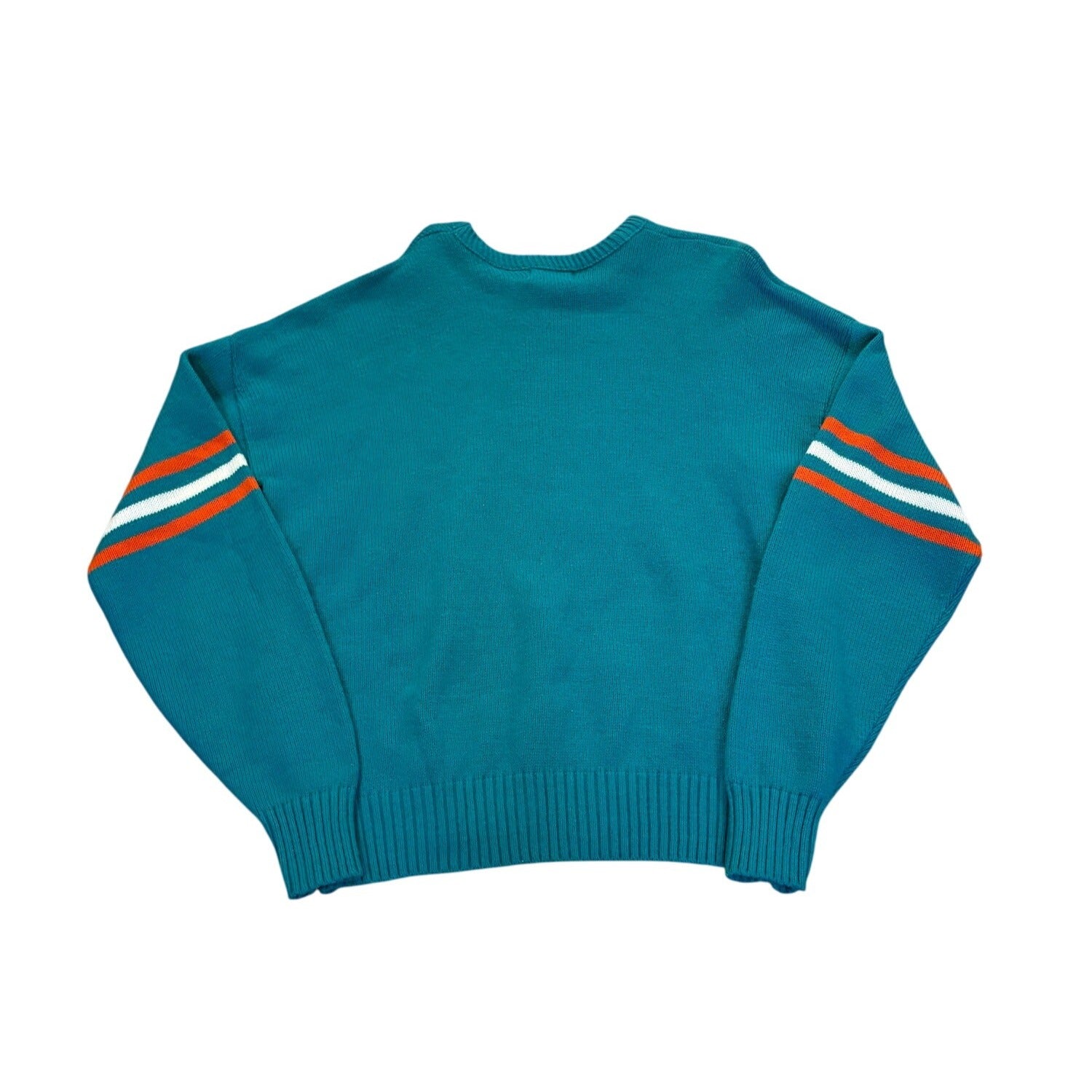 Vintage 80's Miami Dolphins NFL Cliff Engle Sweater Don Shula Teal Blue Men's XL