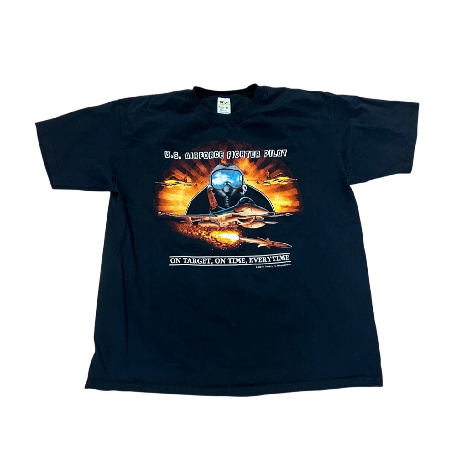 Vintage 1995 Pop Tops U.S. Air Force Fighter Pilot Graphic T-Shirt Men's XL