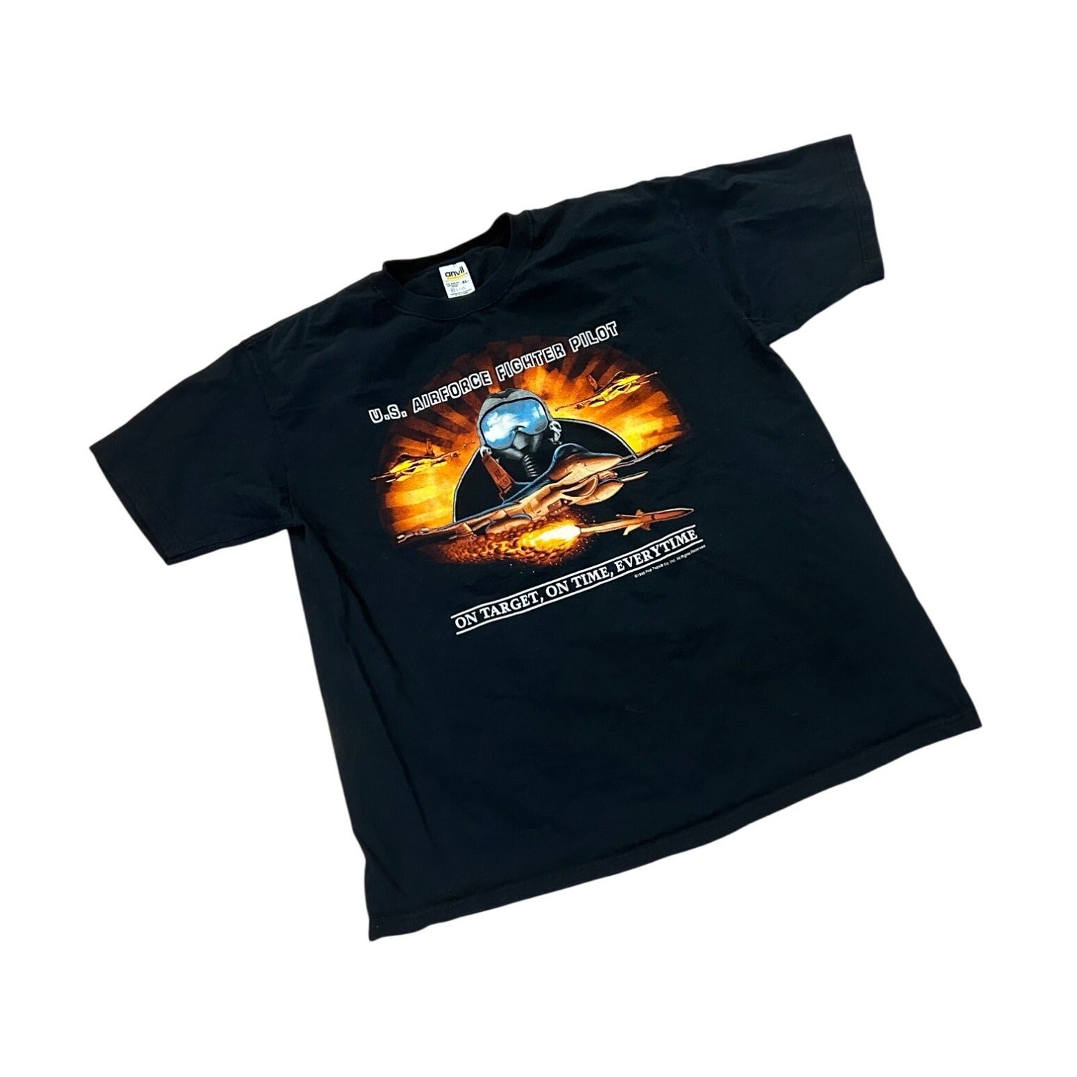 Vintage 1995 Pop Tops U.S. Air Force Fighter Pilot Graphic T-Shirt Men's XL