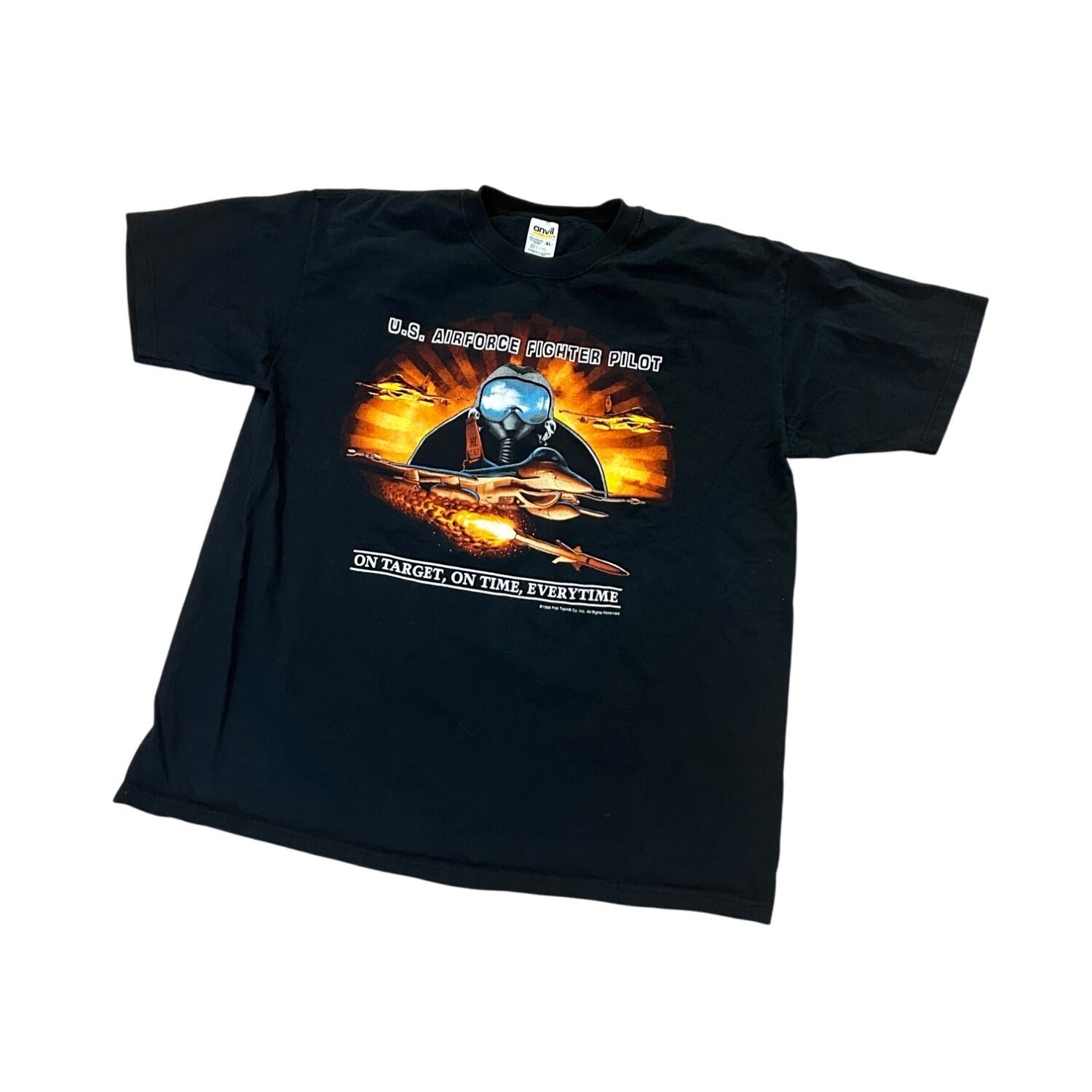 Vintage 1995 Pop Tops U.S. Air Force Fighter Pilot Graphic T-Shirt Men's XL