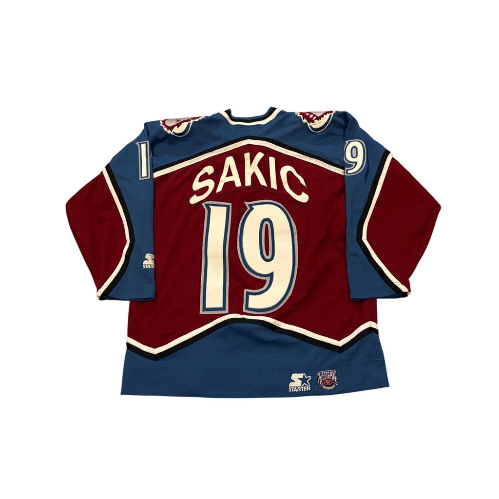 Starter Colorado Avalanche Joe Sakic #19 Stitched NHL Hockey Jersey Men's Medium