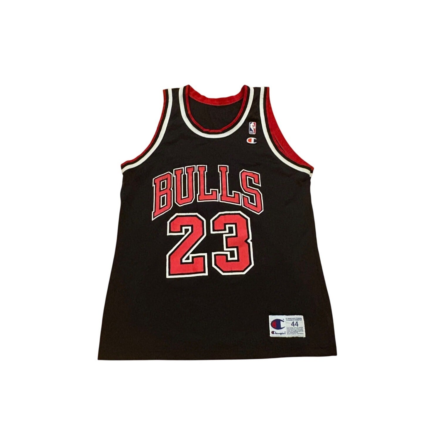 Vintage 90s Champion Chicago Bulls Michael Jordan #23 NBA Black Jersey Men's 44