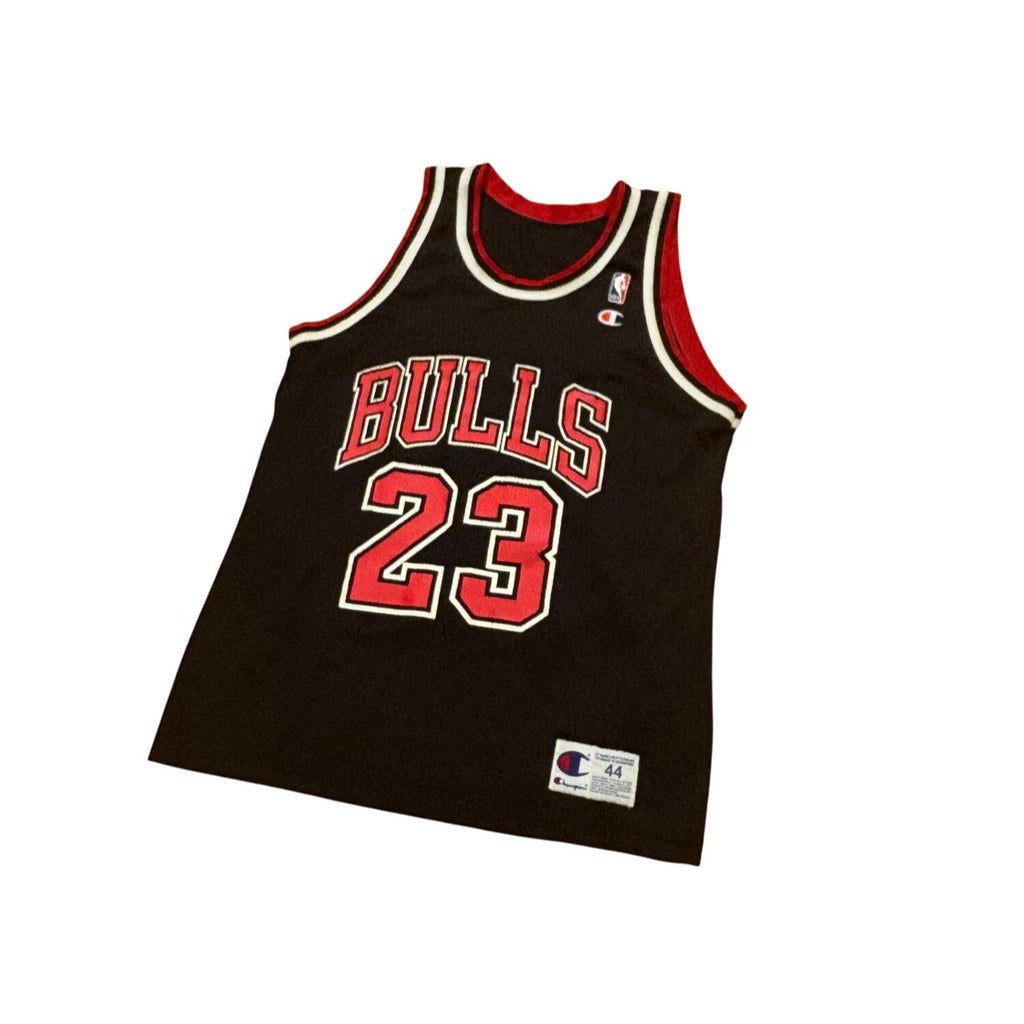 Vintage 90s Champion Chicago Bulls Michael Jordan #23 NBA Black Jersey Men's 44
