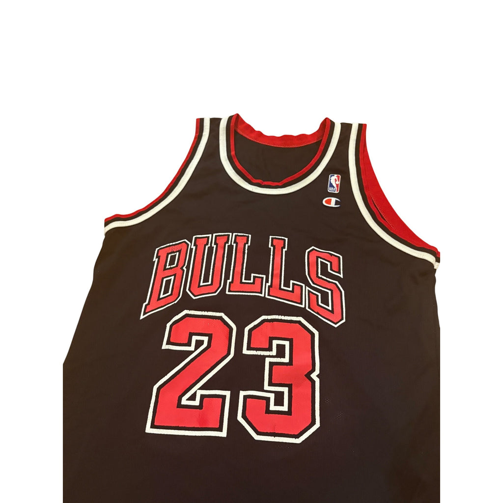 Vintage 90s Champion Chicago Bulls Michael Jordan #23 NBA Black Jersey Men's 44