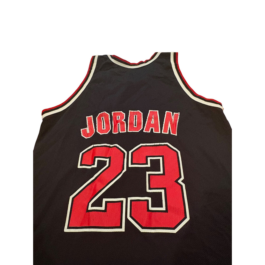 Vintage 90s Champion Chicago Bulls Michael Jordan #23 NBA Black Jersey Men's 44