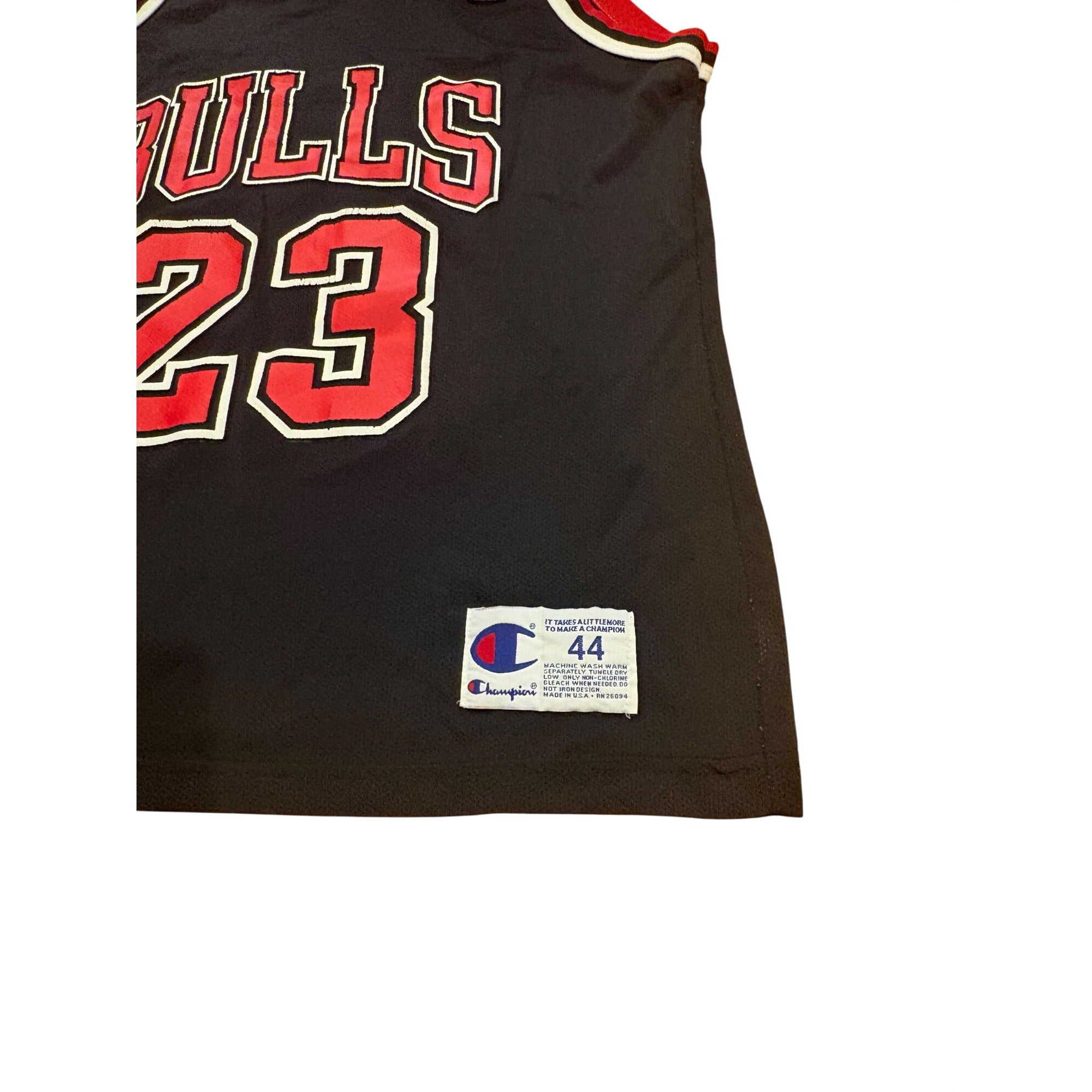Vintage 90s Champion Chicago Bulls Michael Jordan #23 NBA Black Jersey Men's 44