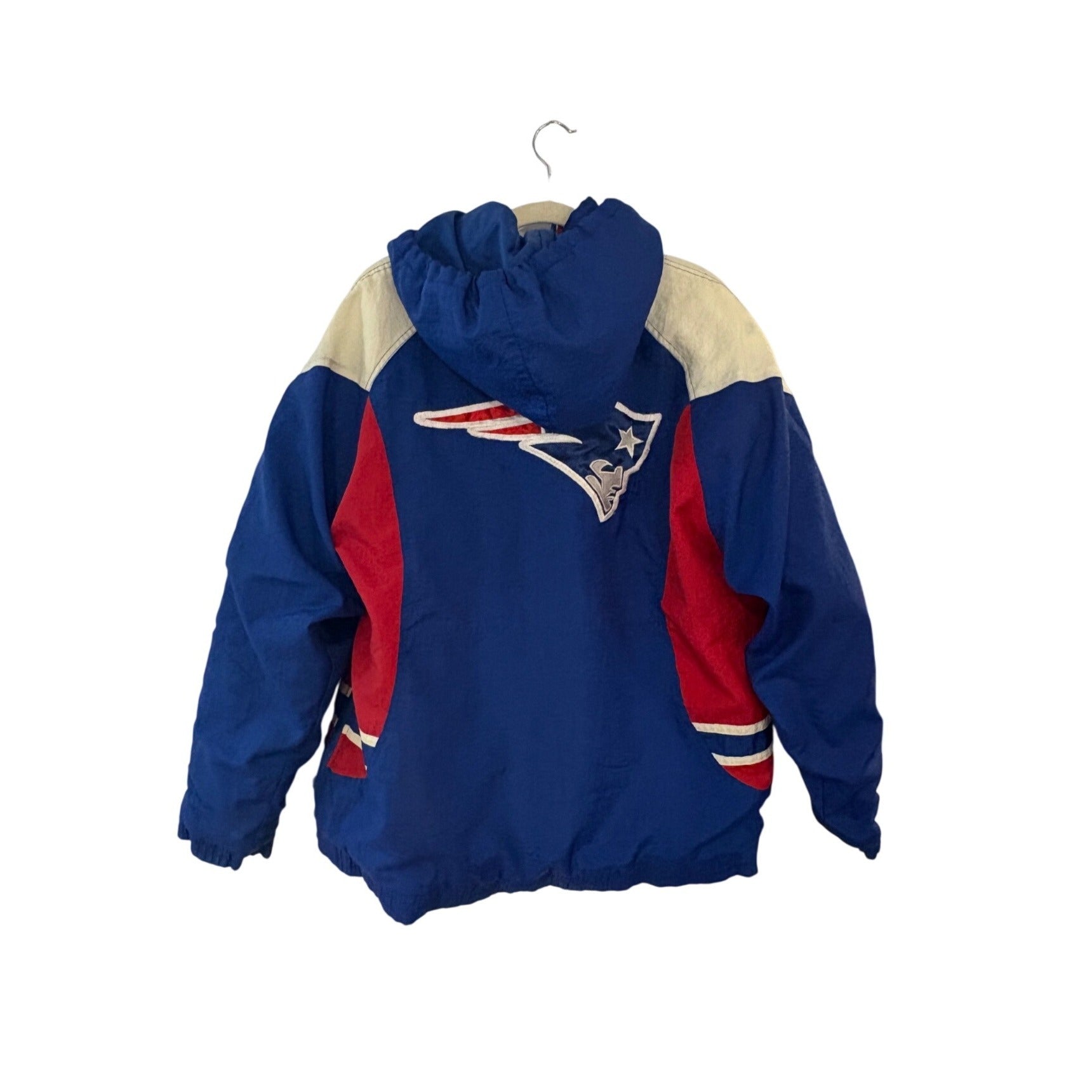 Vintage 90s Reebok New England Patriots 1/2 Zip NFL Puffer Hooded Jacket Large