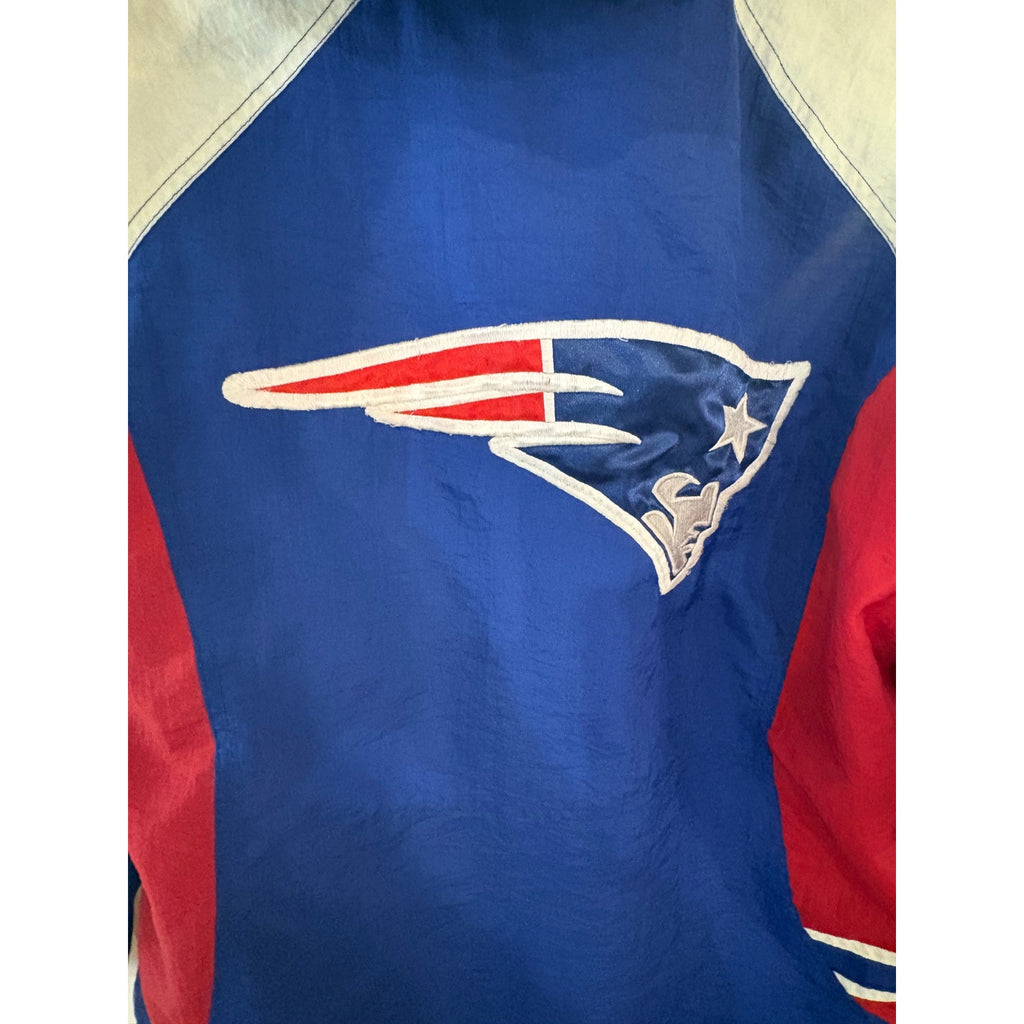 Vintage 90s Reebok New England Patriots 1/2 Zip NFL Puffer Hooded Jacket Large