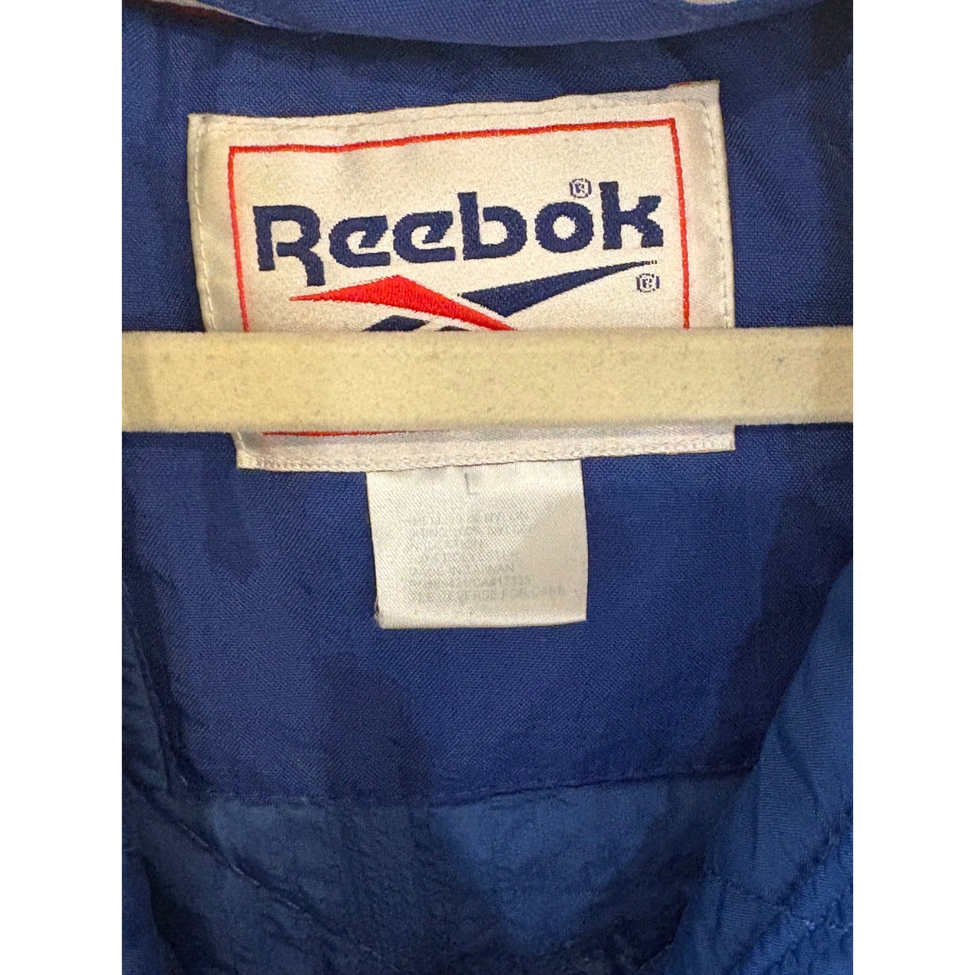 Vintage 90s Reebok New England Patriots 1/2 Zip NFL Puffer Hooded Jacket Large