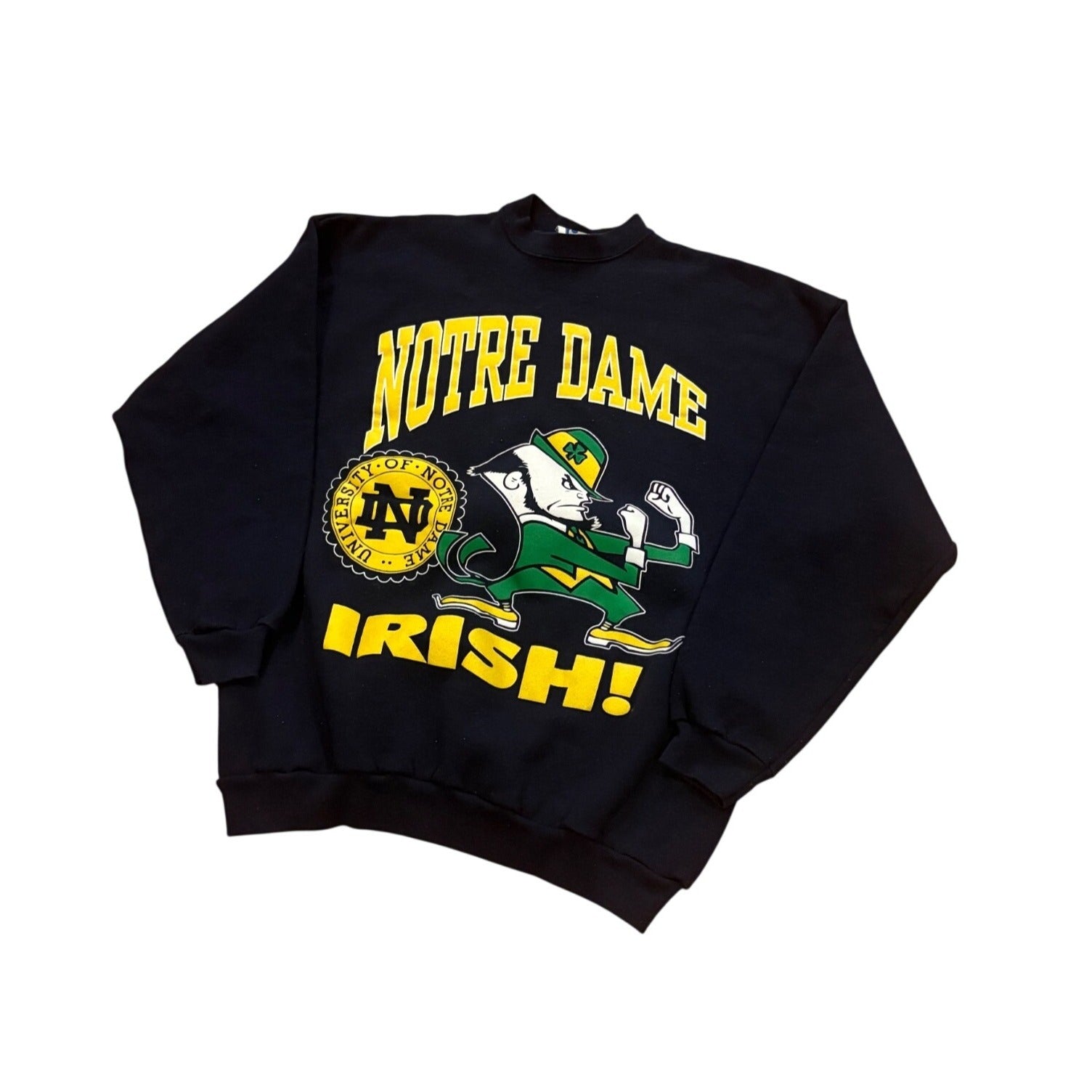 Vintage 90s Notre Dame Fighting Irish Crewneck Sweatshirt Ebert  USA Made Mens XL