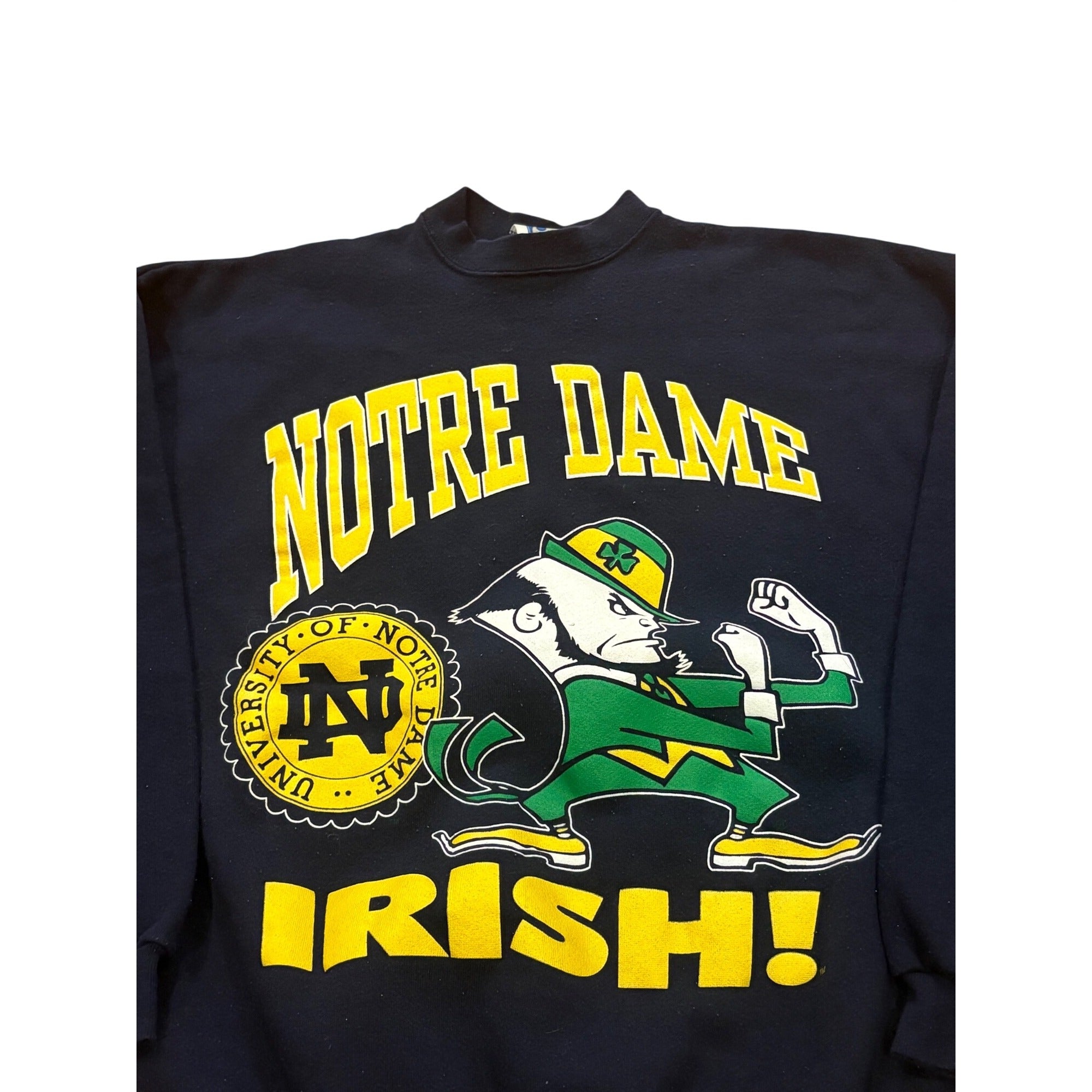 Vintage 90s Notre Dame Fighting Irish Crewneck Sweatshirt Ebert  USA Made Mens XL