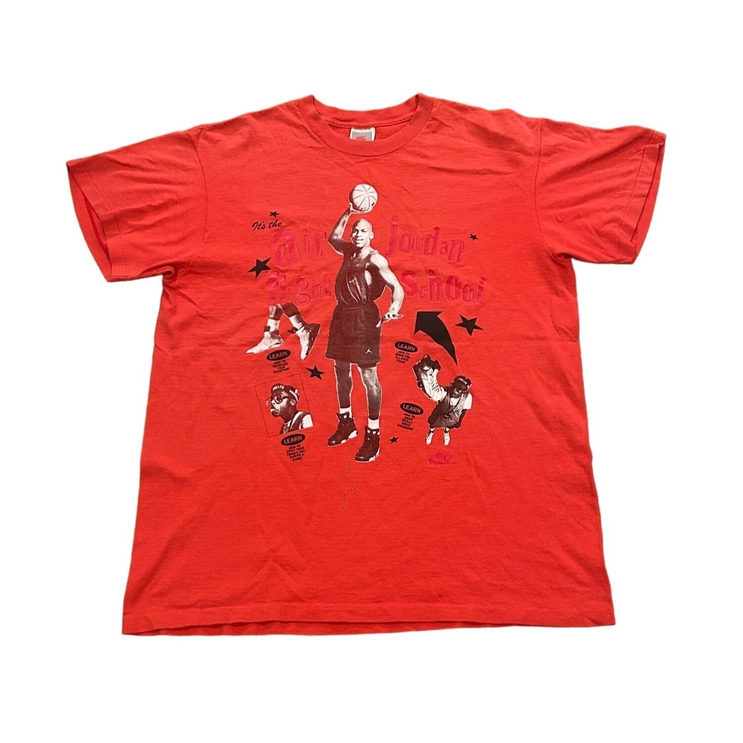 Vintage 1990's Nike Air Jordan Flight School Single Stitch T-Shirt Red Men's L