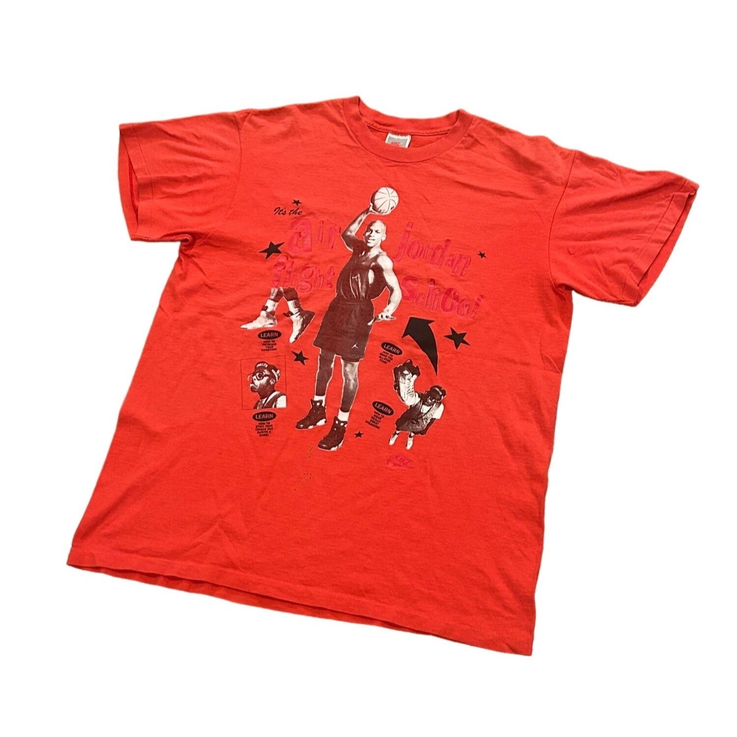 Vintage 1990's Nike Air Jordan Flight School Single Stitch T-Shirt Red Men's L