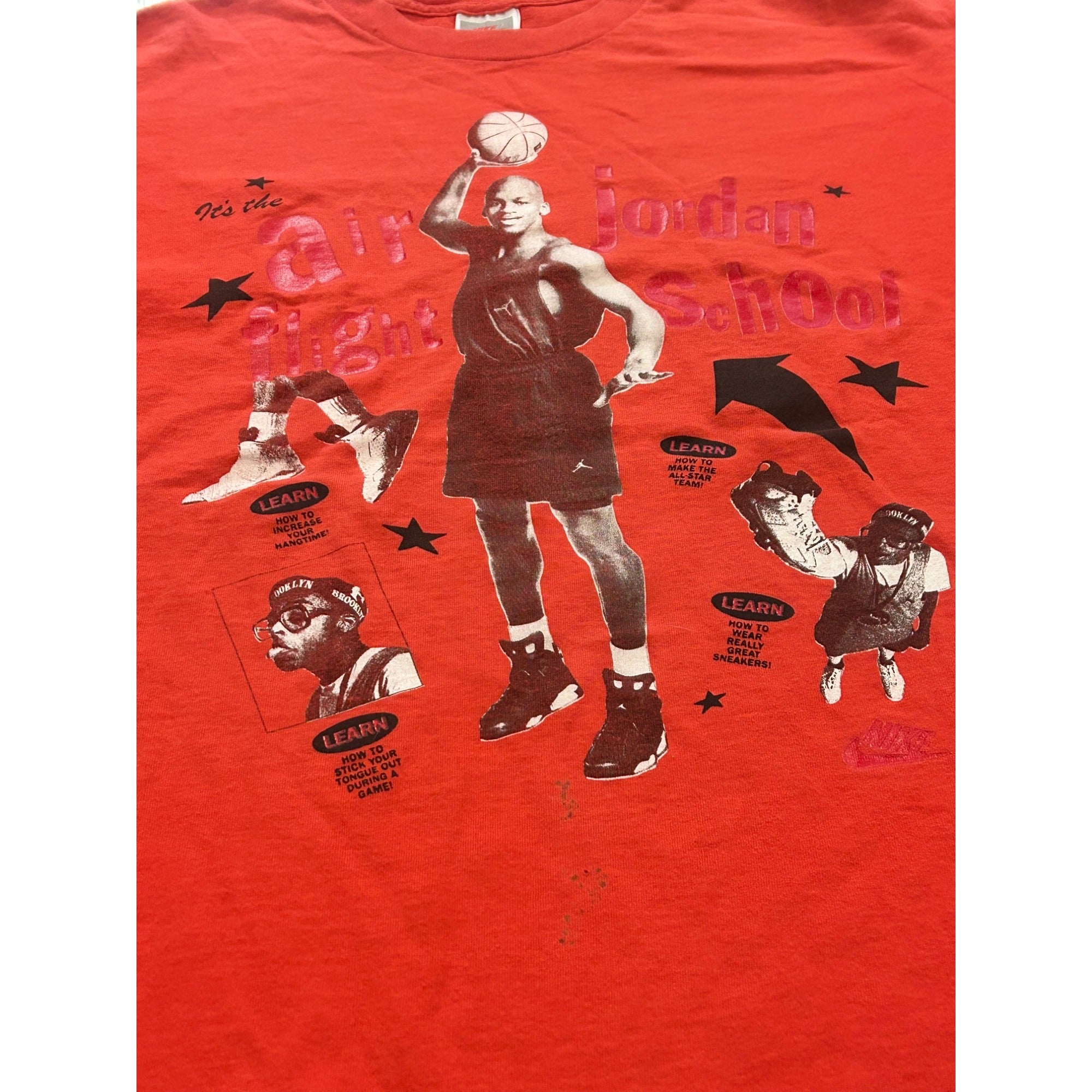 Vintage 1990's Nike Air Jordan Flight School Single Stitch T-Shirt Red Men's L