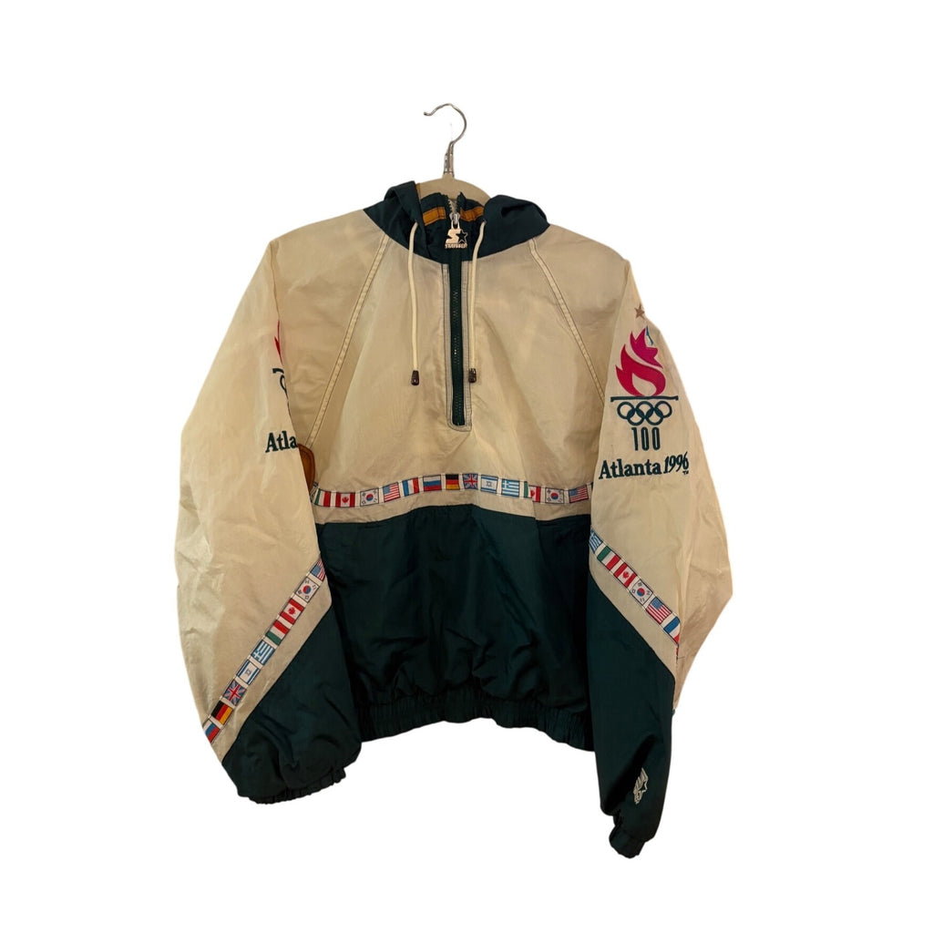 Vintage Starter1996 Atlanta Olympic Games Windbreaker Hooded Jacket Flags Medium