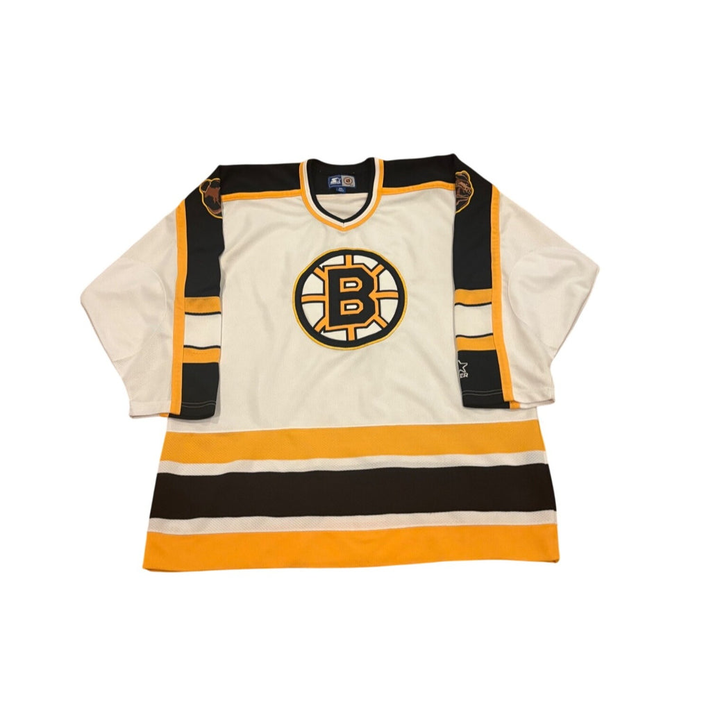 Vintage 90s Starter Boston Bruins Stitched NHL Hockey Jersey White Men's XL
