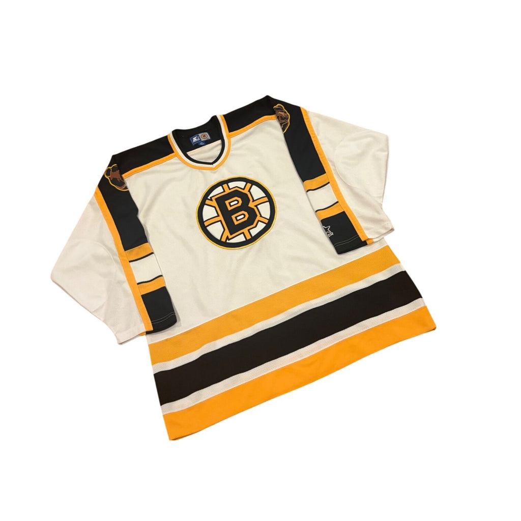 Vintage 90s Starter Boston Bruins Stitched NHL Hockey Jersey White Men's XL