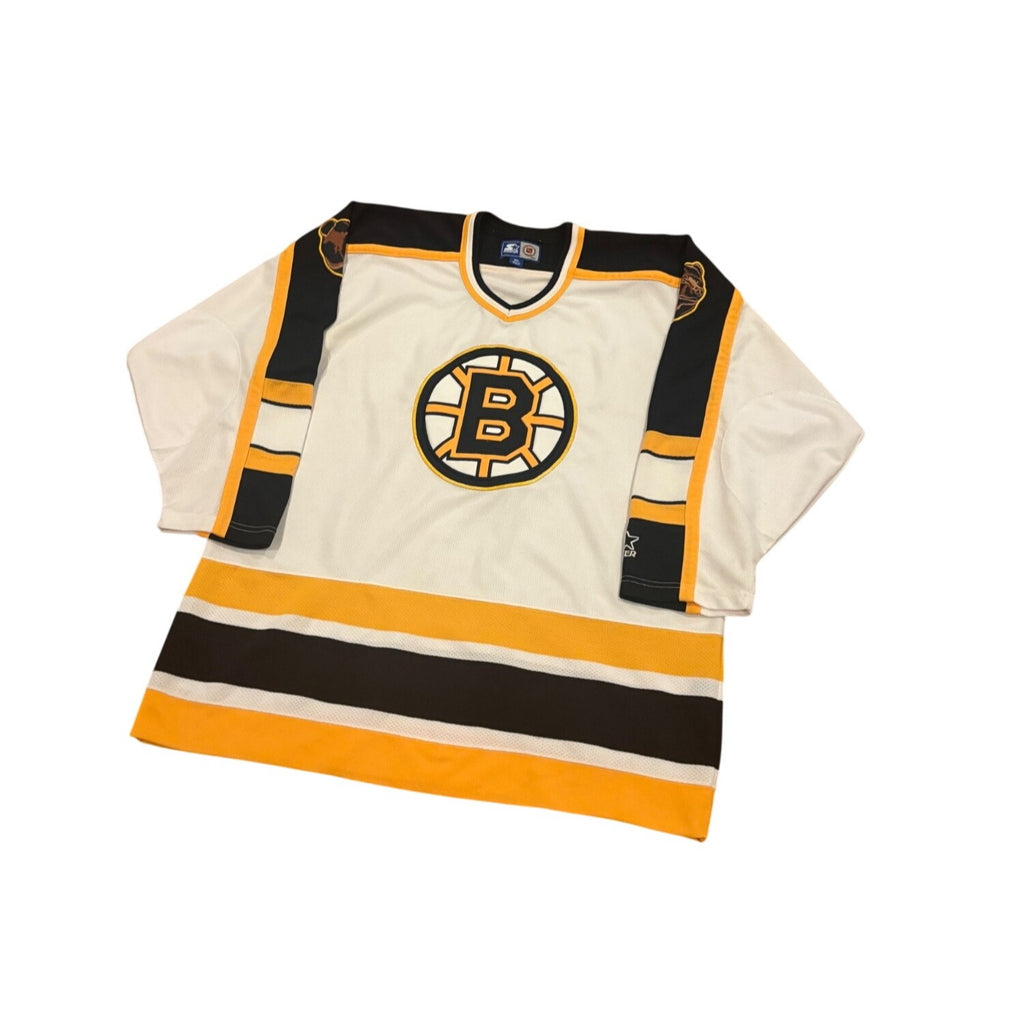 Vintage 90s Starter Boston Bruins Stitched NHL Hockey Jersey White Men's XL