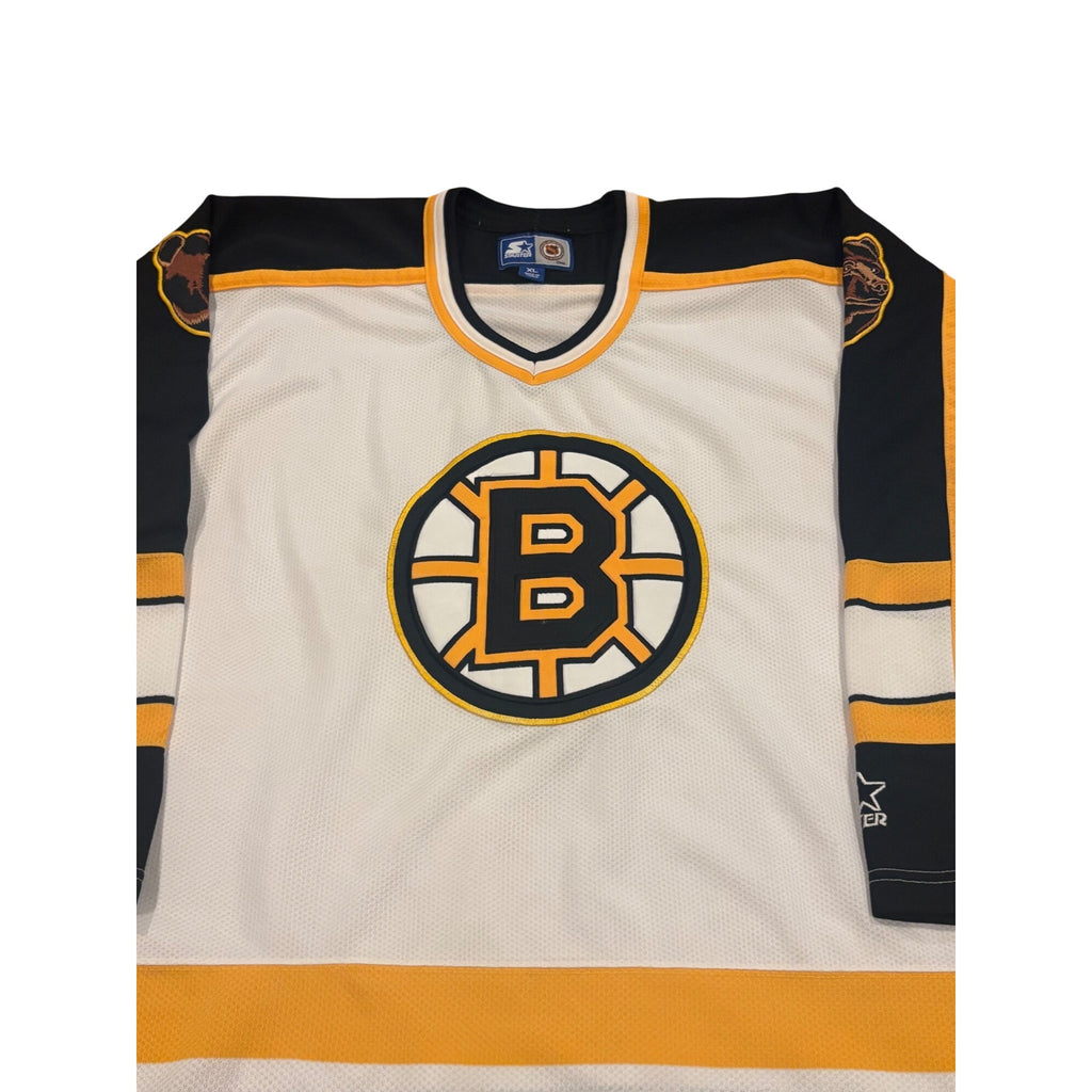 Vintage 90s Starter Boston Bruins Stitched NHL Hockey Jersey White Men's XL