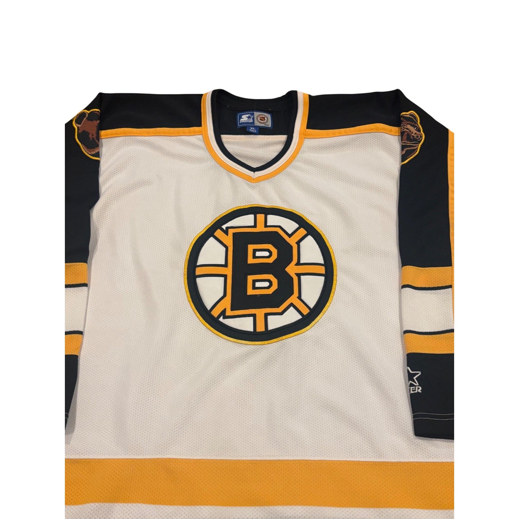 Vintage 90s Starter Boston Bruins Stitched NHL Hockey Jersey White Men's XL