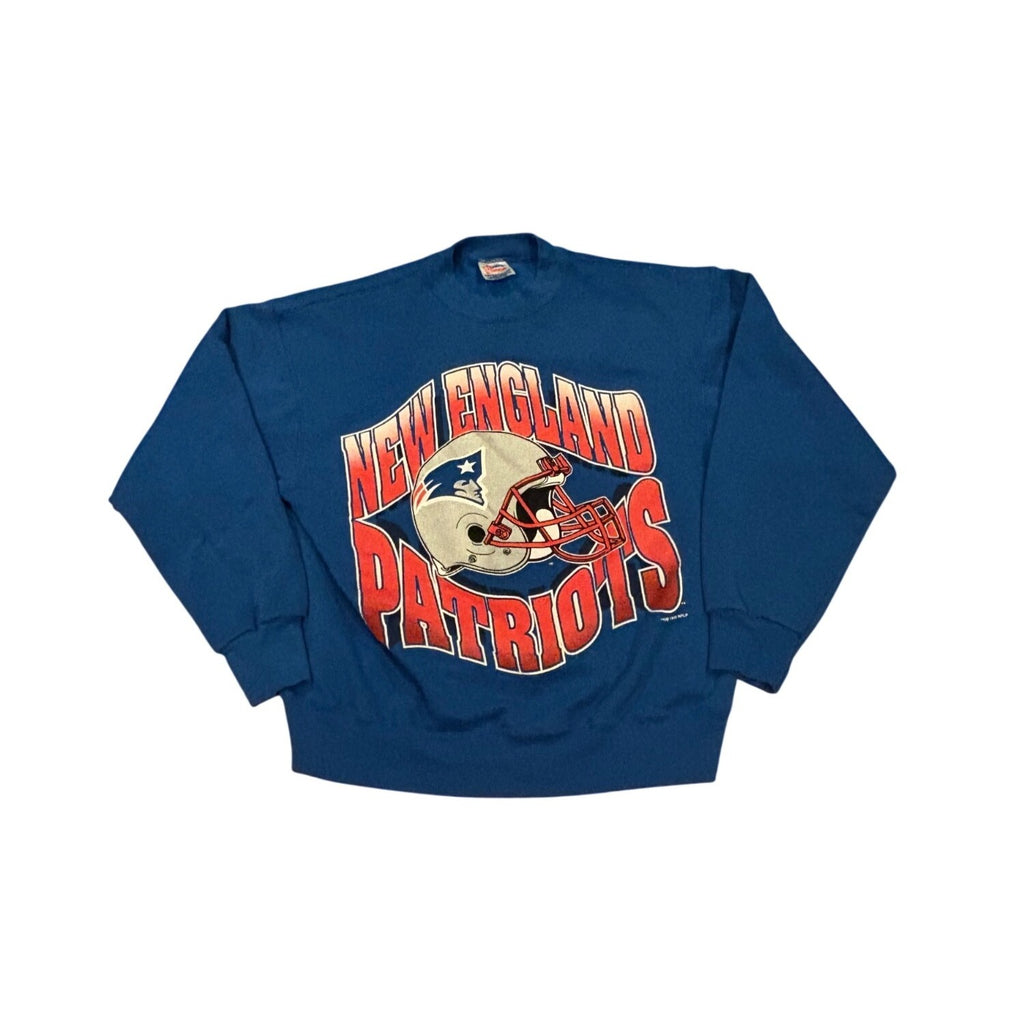 Vintage 1995 New England Patriots NFL Crewneck Sweatshirt Blue Hanes Men's Large