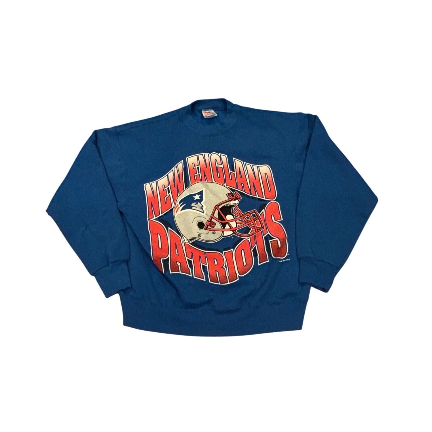 Vintage 1995 New England Patriots NFL Crewneck Sweatshirt Blue Hanes Men's Large