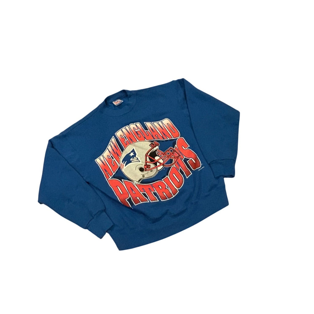 Vintage 1995 New England Patriots NFL Crewneck Sweatshirt Blue Hanes Men's Large