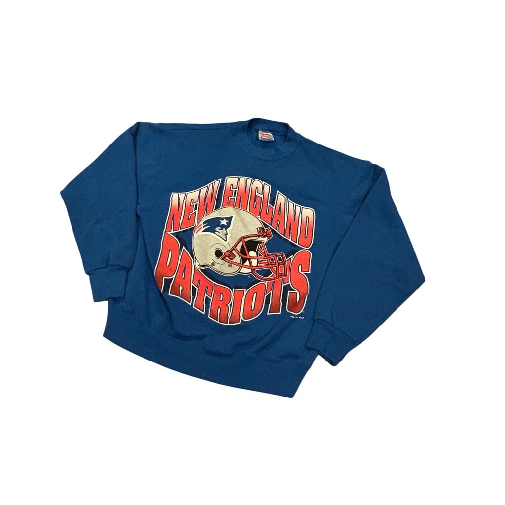 Vintage 1995 New England Patriots NFL Crewneck Sweatshirt Blue Hanes Men's Large
