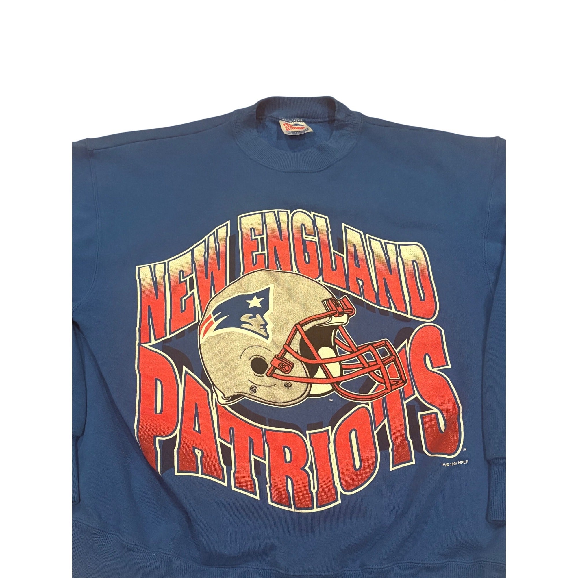 Vintage 1995 New England Patriots NFL Crewneck Sweatshirt Blue Hanes Men's Large