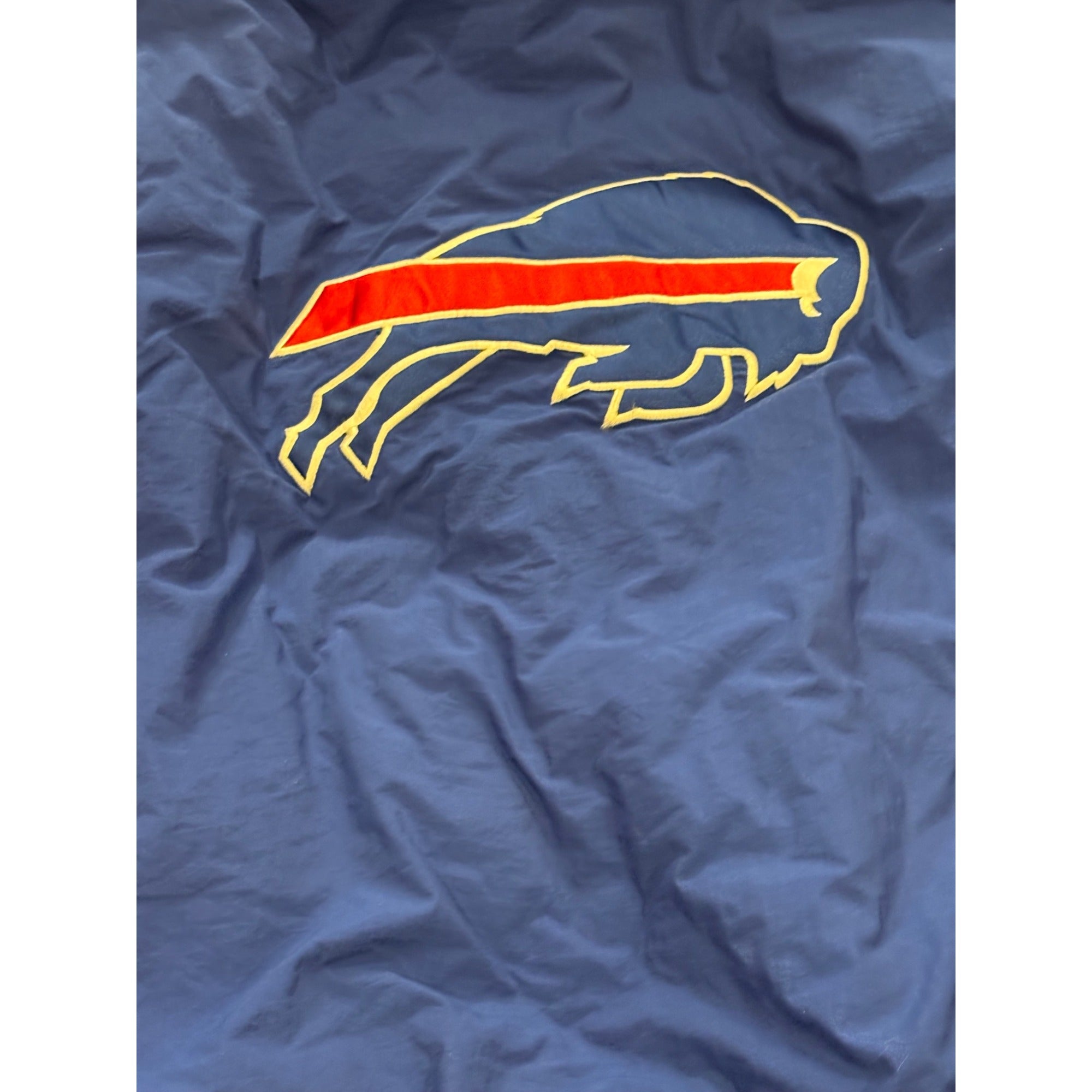 Vintage 1990's Starter Buffalo Bills NFL Puffer Hooded Jacket Blue Read Sizing