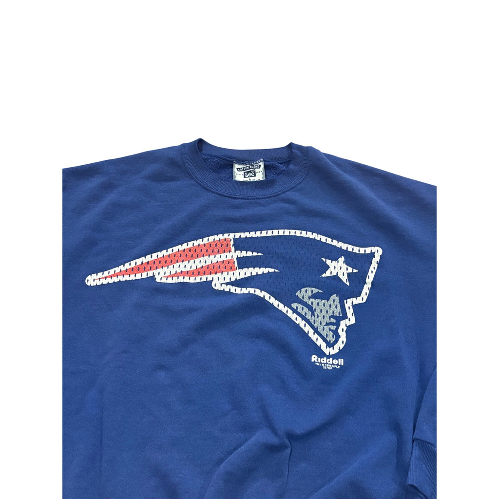 Vintage 1998 Lee New England Patriots Big Logo NFL Sweatshirt Blue Men's Large