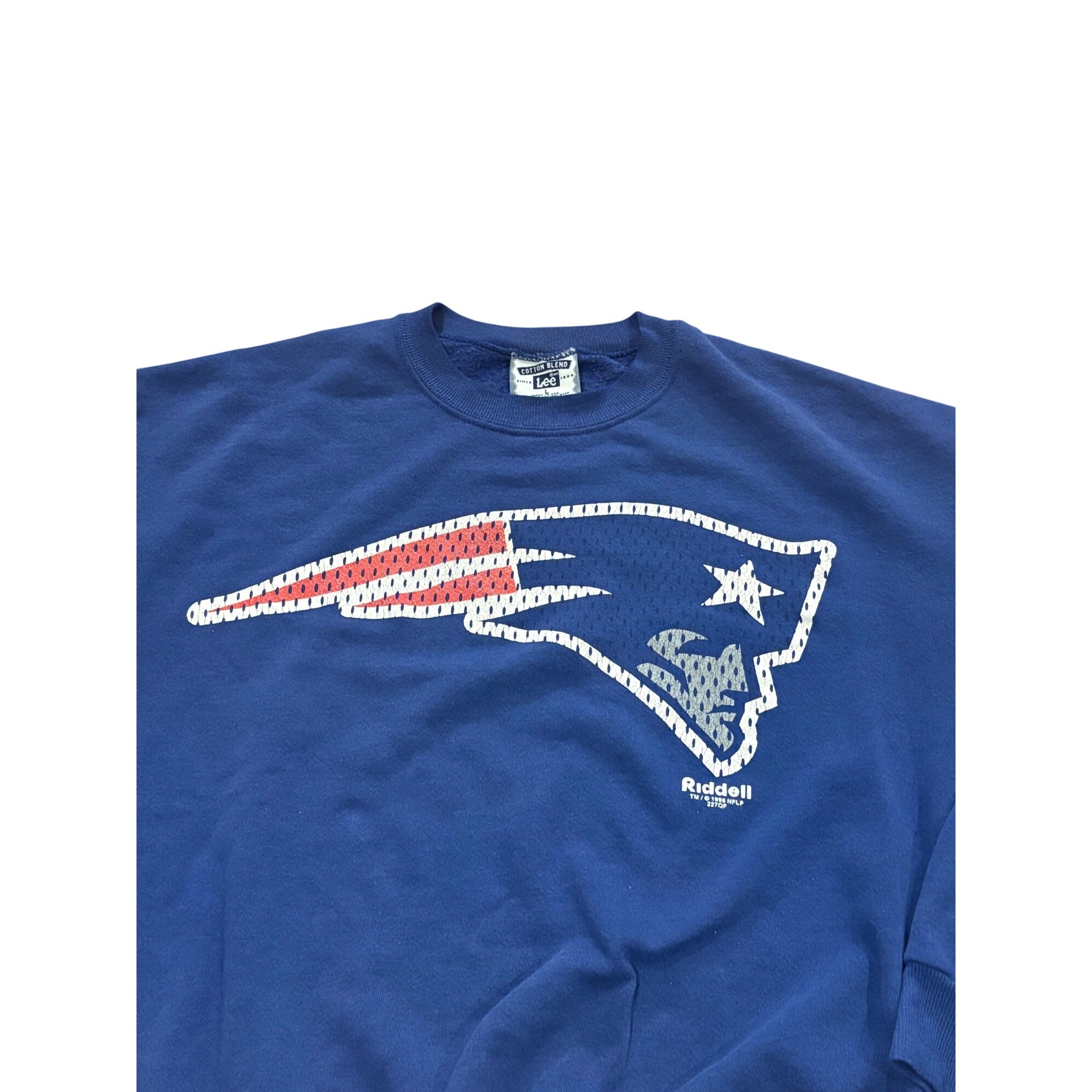 Vintage 1998 Lee New England Patriots Big Logo NFL Sweatshirt Blue Men's Large
