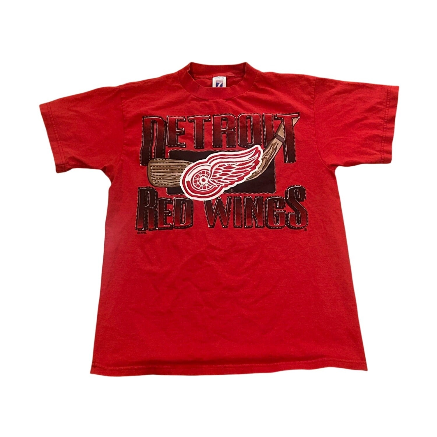 Vintage 1990's Logo 7 Detroit Red Wings Graphic Print Red T-Shirt Men's Medium
