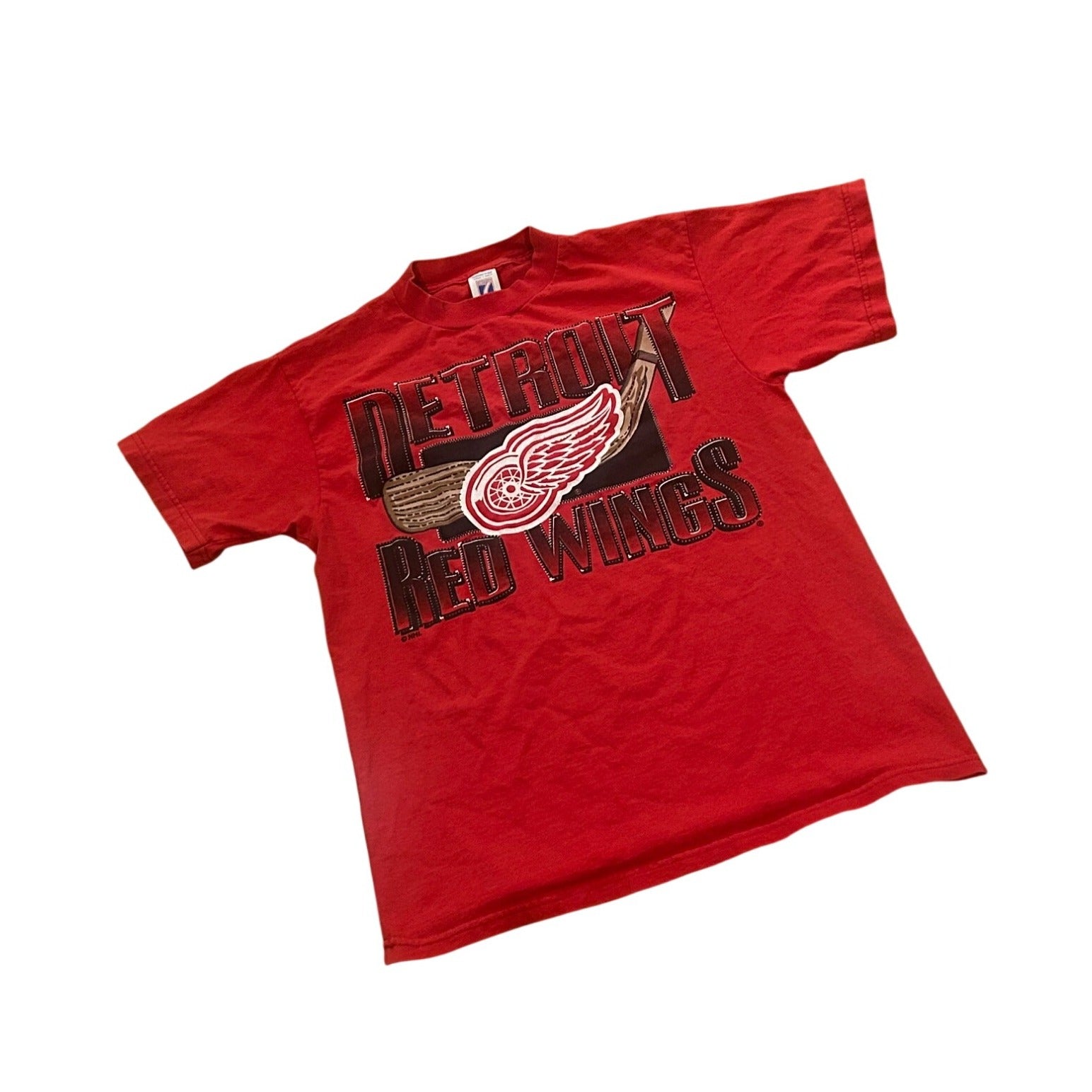 Vintage 1990's Logo 7 Detroit Red Wings Graphic Print Red T-Shirt Men's Medium