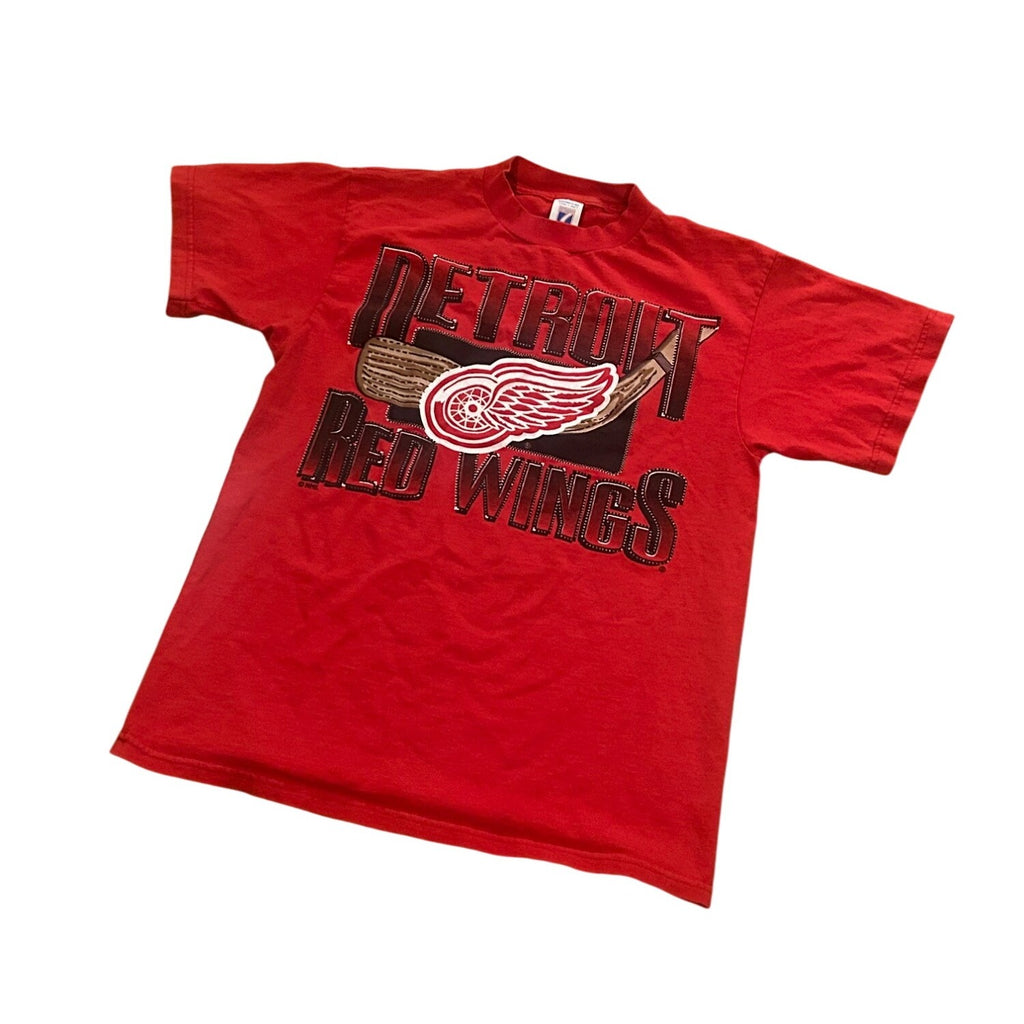 Vintage 1990's Logo 7 Detroit Red Wings Graphic Print Red T-Shirt Men's Medium