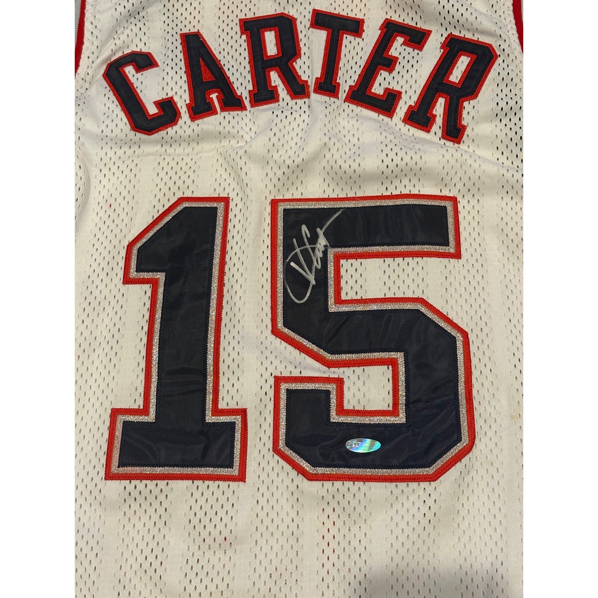 Reebok New Jersey Nets Vince Carter #15 Signed NBA Basketball Jersey Men's 50