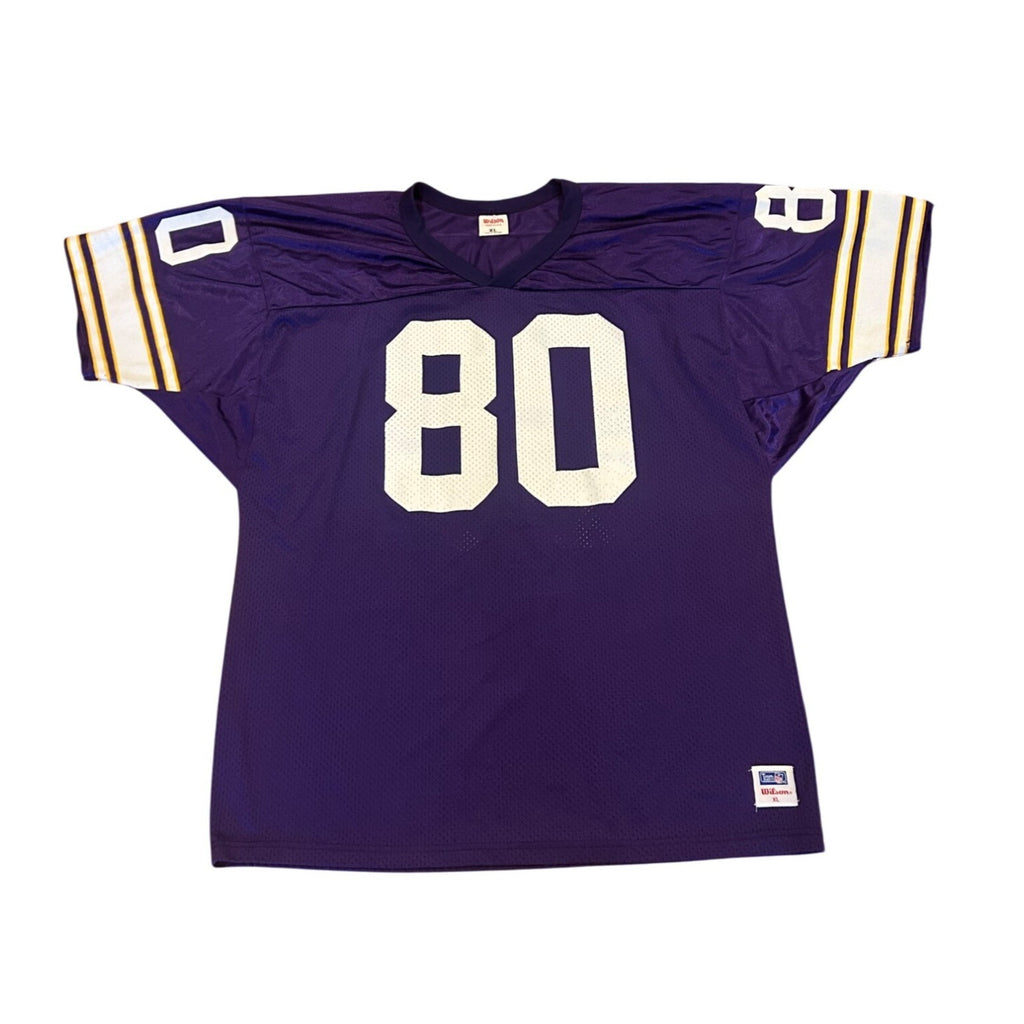 Vintage 1990's Minnesota Vikings Cris Carter #80 Home Purple NFL Jersey Men's XL