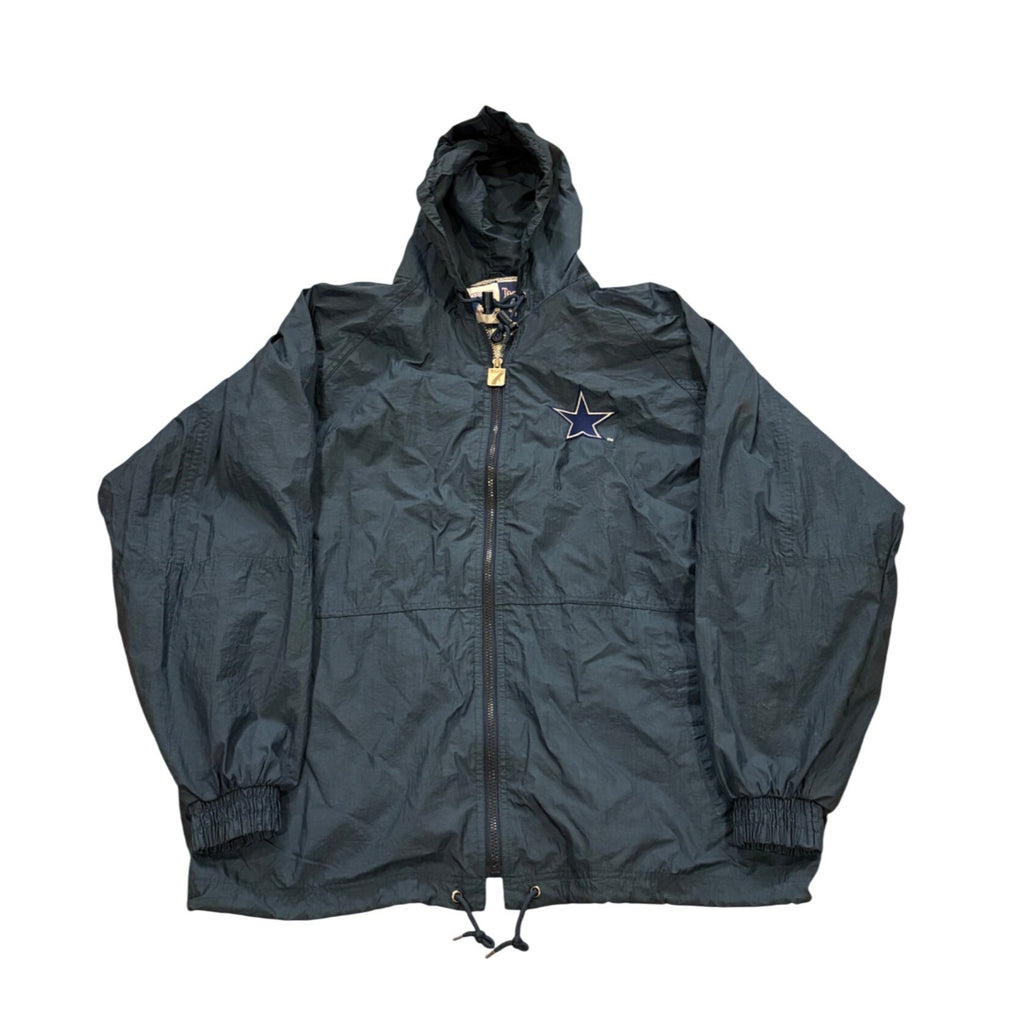 Vintage 1990's Logo 7 Dallas Cowboys Full Zip Hooded Windbreaker Jacket Men's XL