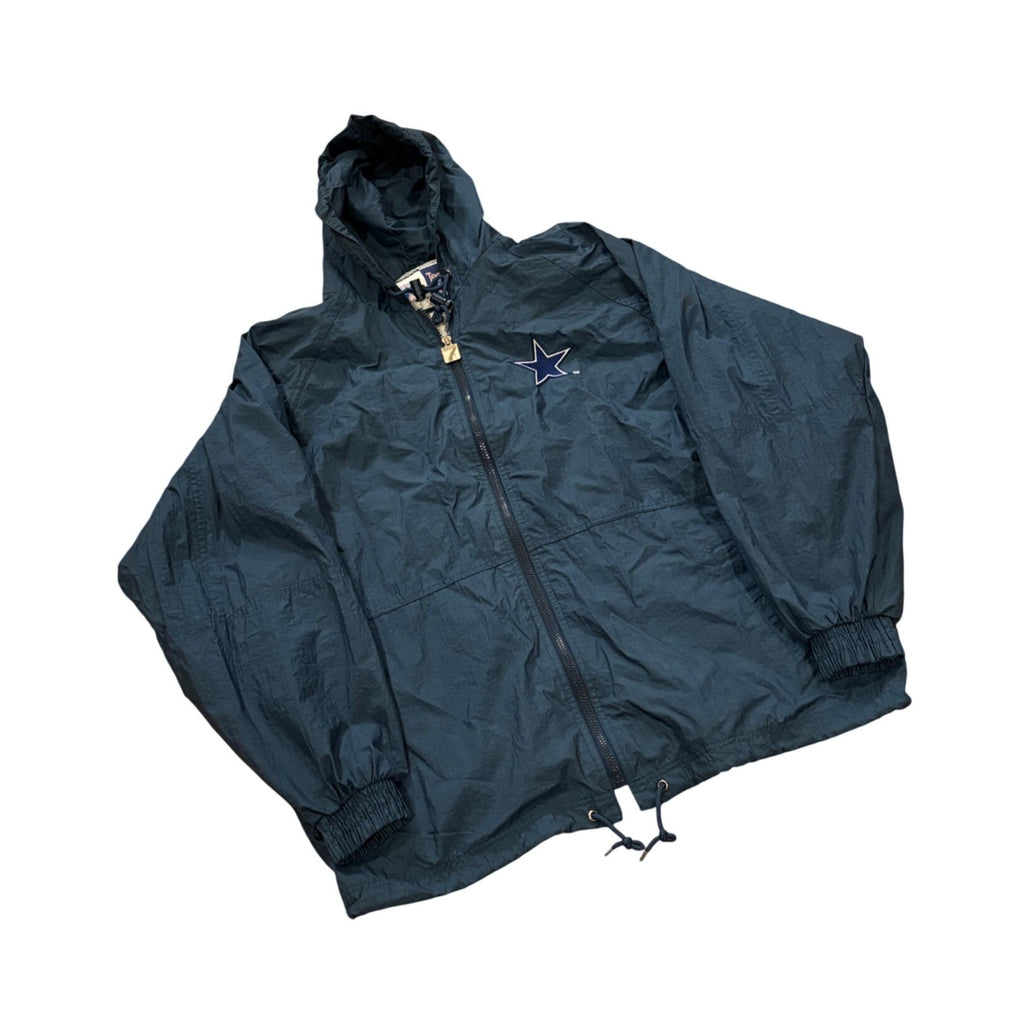 Vintage 1990's Logo 7 Dallas Cowboys Full Zip Hooded Windbreaker Jacket Men's XL