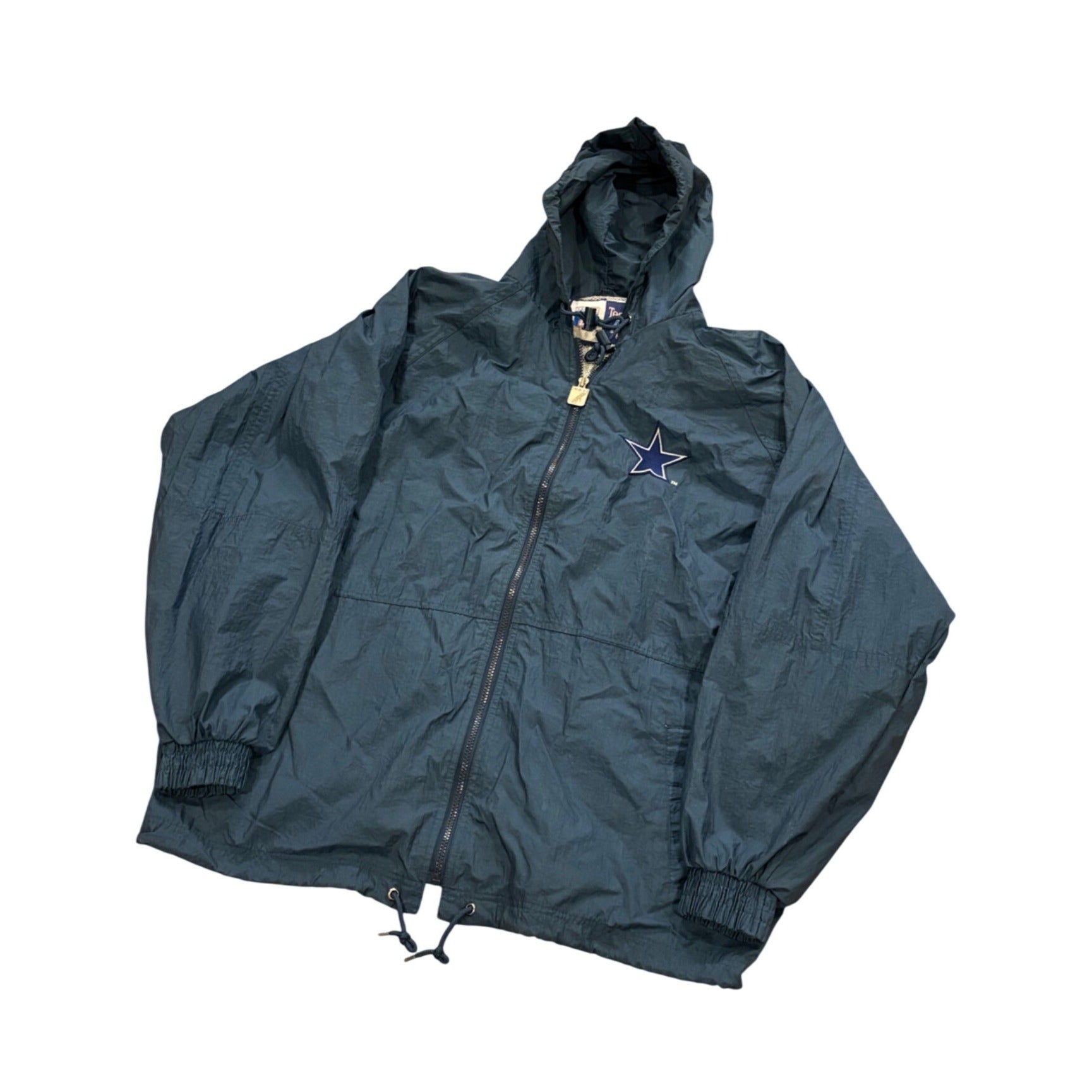 Vintage 1990's Logo 7 Dallas Cowboys Full Zip Hooded Windbreaker Jacket Men's XL