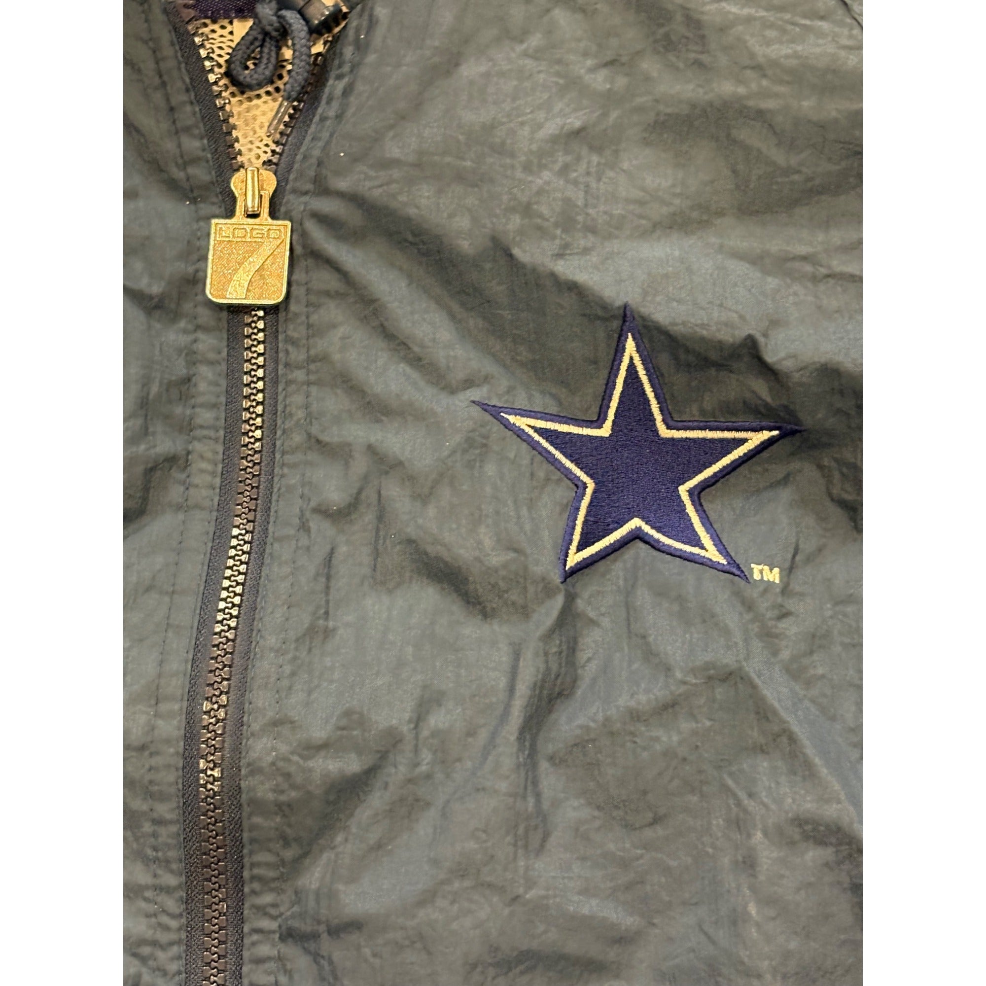 Vintage 1990's Logo 7 Dallas Cowboys Full Zip Hooded Windbreaker Jacket Men's XL
