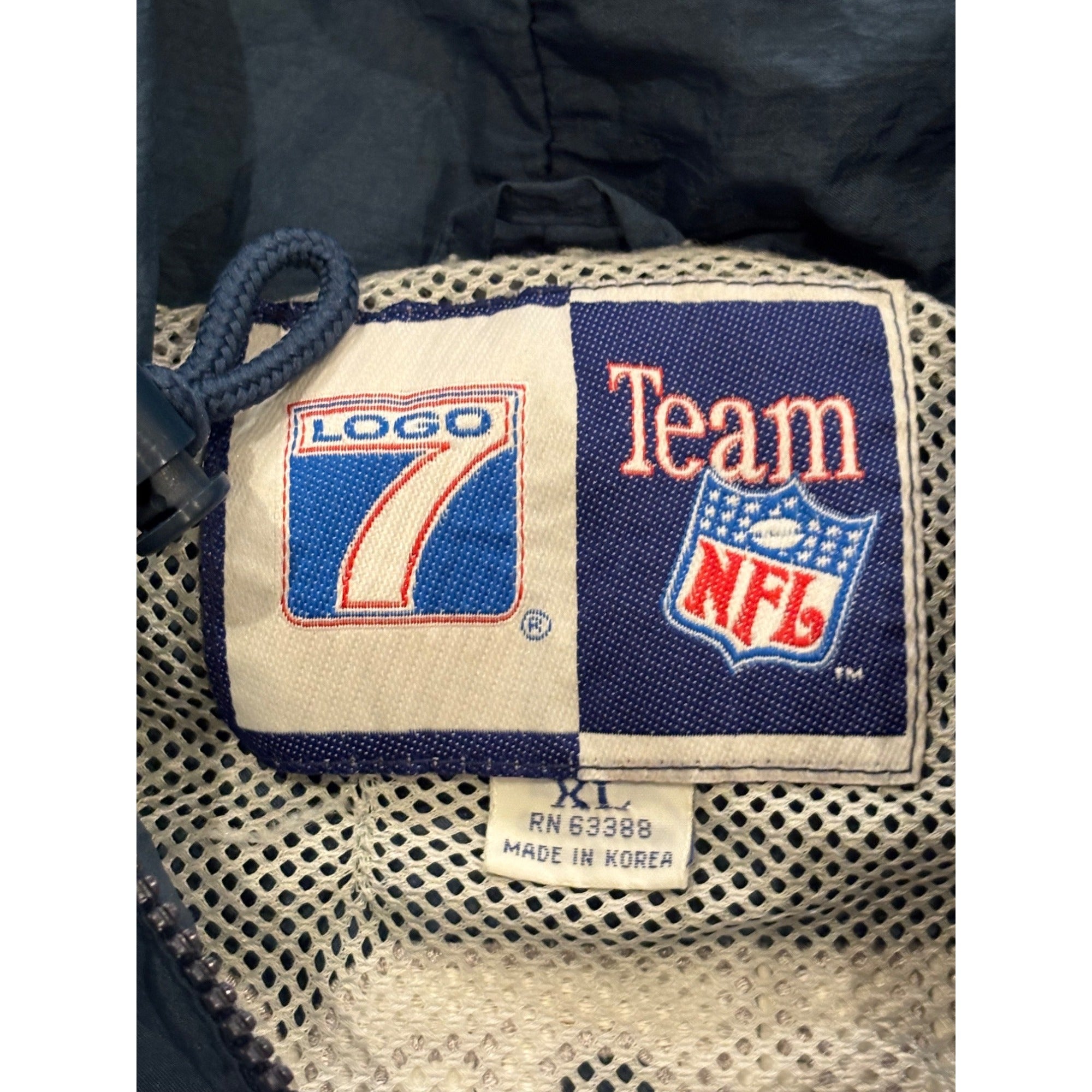 Vintage 1990's Logo 7 Dallas Cowboys Full Zip Hooded Windbreaker Jacket Men's XL