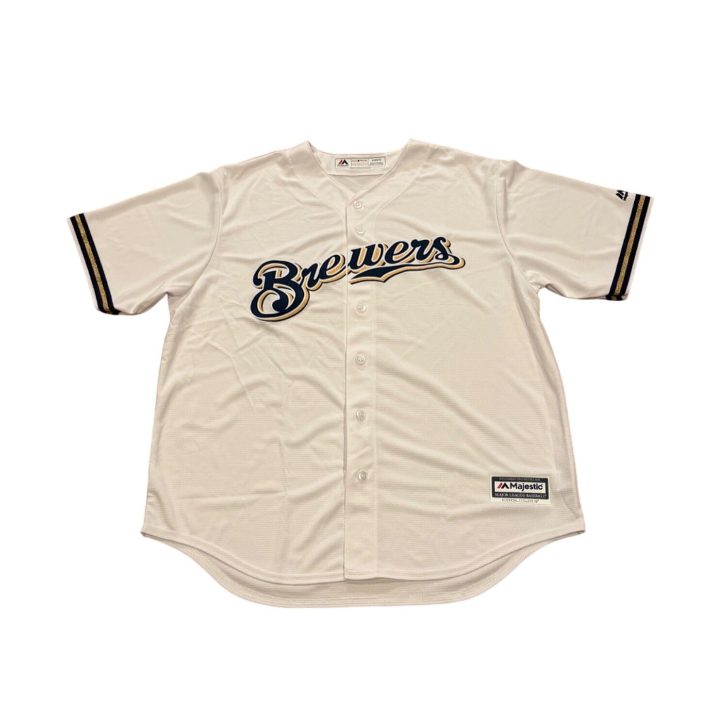 Majestic Milwaukee Brewers Cool Base MLB Baseball Jersey White Men's XL NEW