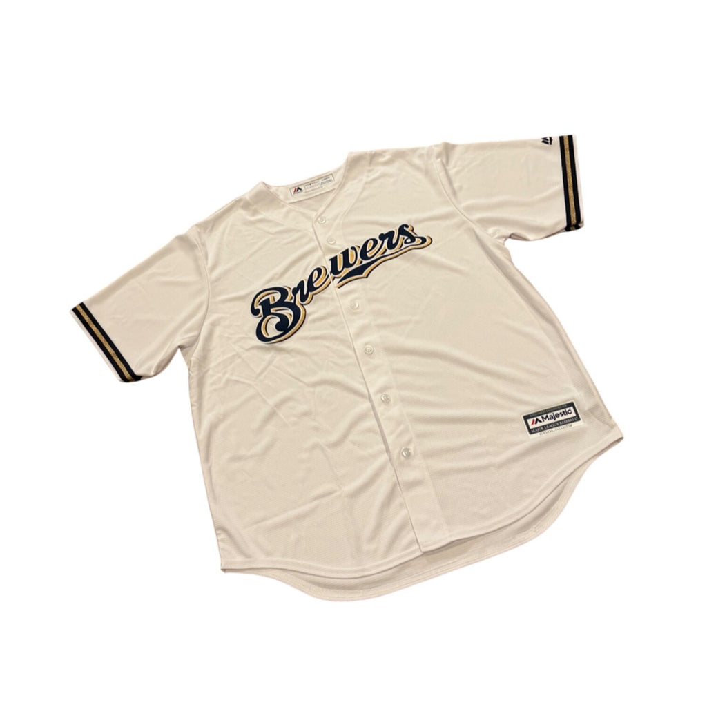 Majestic Milwaukee Brewers Cool Base MLB Baseball Jersey White Men's XL NEW