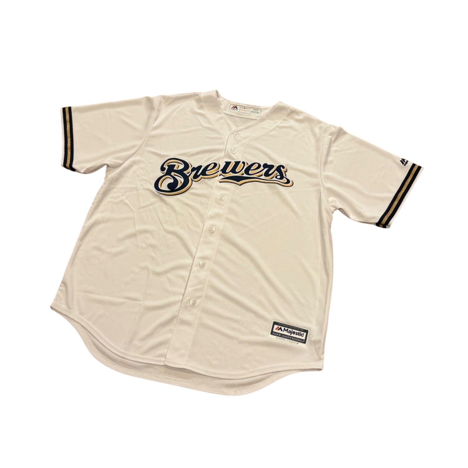 Majestic Milwaukee Brewers Cool Base MLB Baseball Jersey White Men's XL NEW