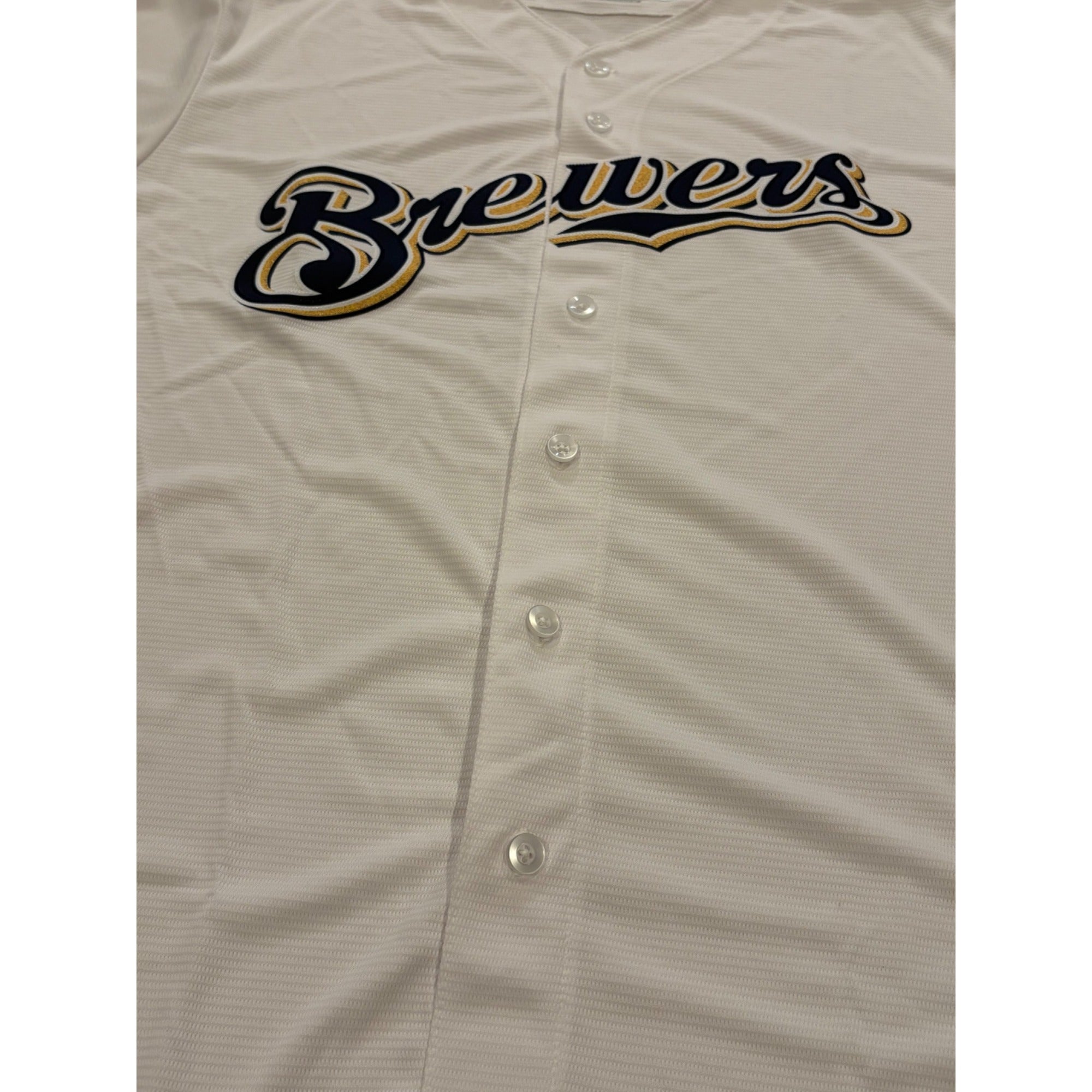 Majestic Milwaukee Brewers Cool Base MLB Baseball Jersey White Men's XL NEW
