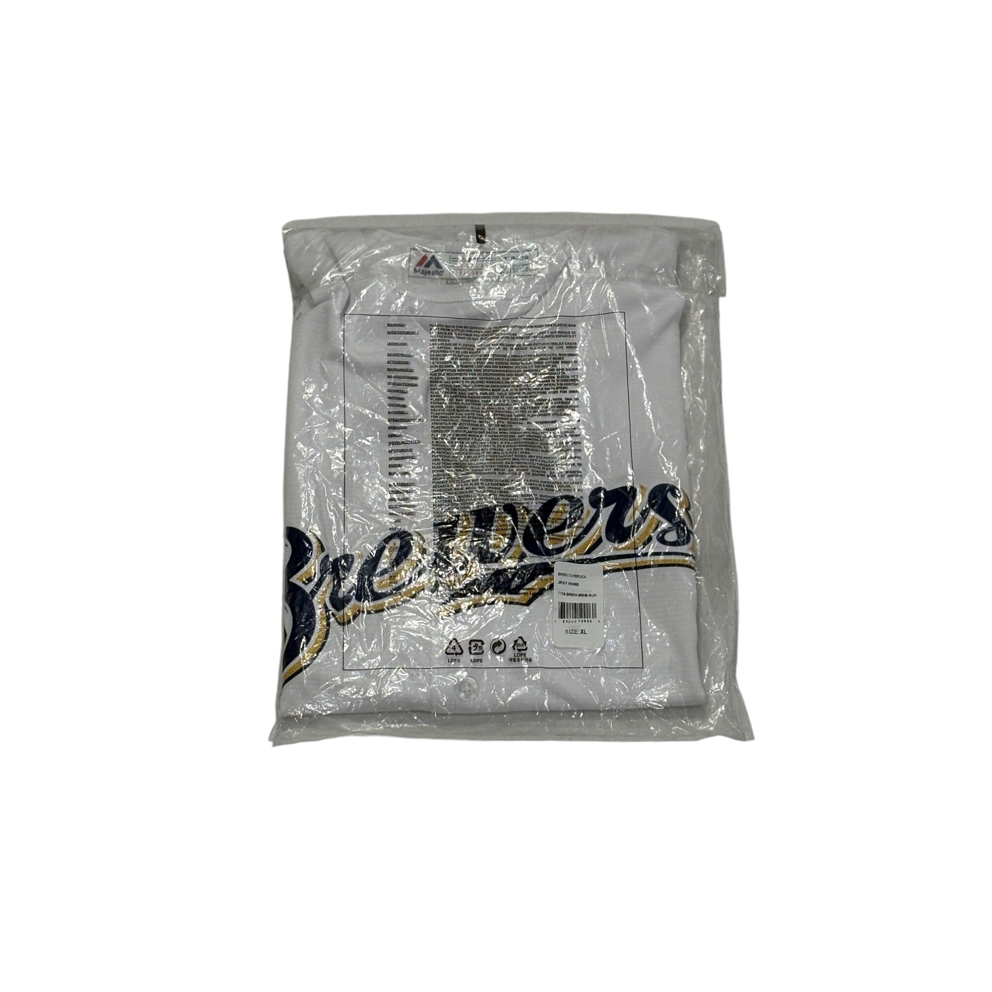 Majestic Milwaukee Brewers Cool Base MLB Baseball Jersey White Men's XL NEW